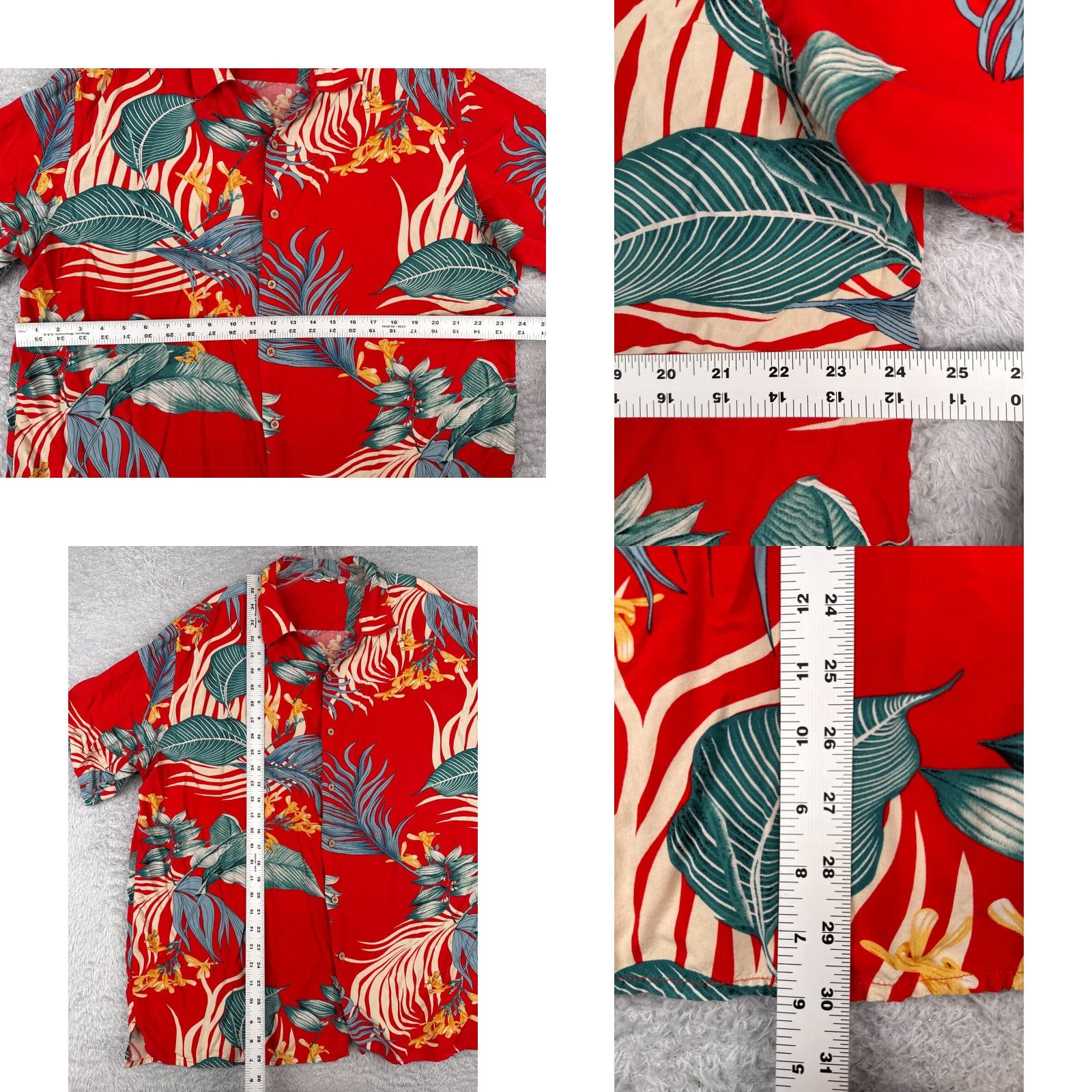 Vintage Hawaiian Shirt Men 2XL Red Blue Floral Rayon Slim Fit Button-Up Short Sleeve Casual Size US XXL / EU 58 / 5 - 8 Thumbnail