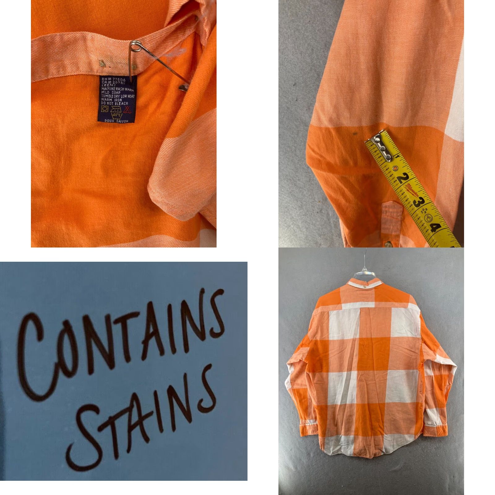 Tommy Hilfiger Tommy Hilfiger Mens Medium Orange Plaid Check Shirt Vintage 90s Size US M / EU 48-50 / 2 - 8 Thumbnail