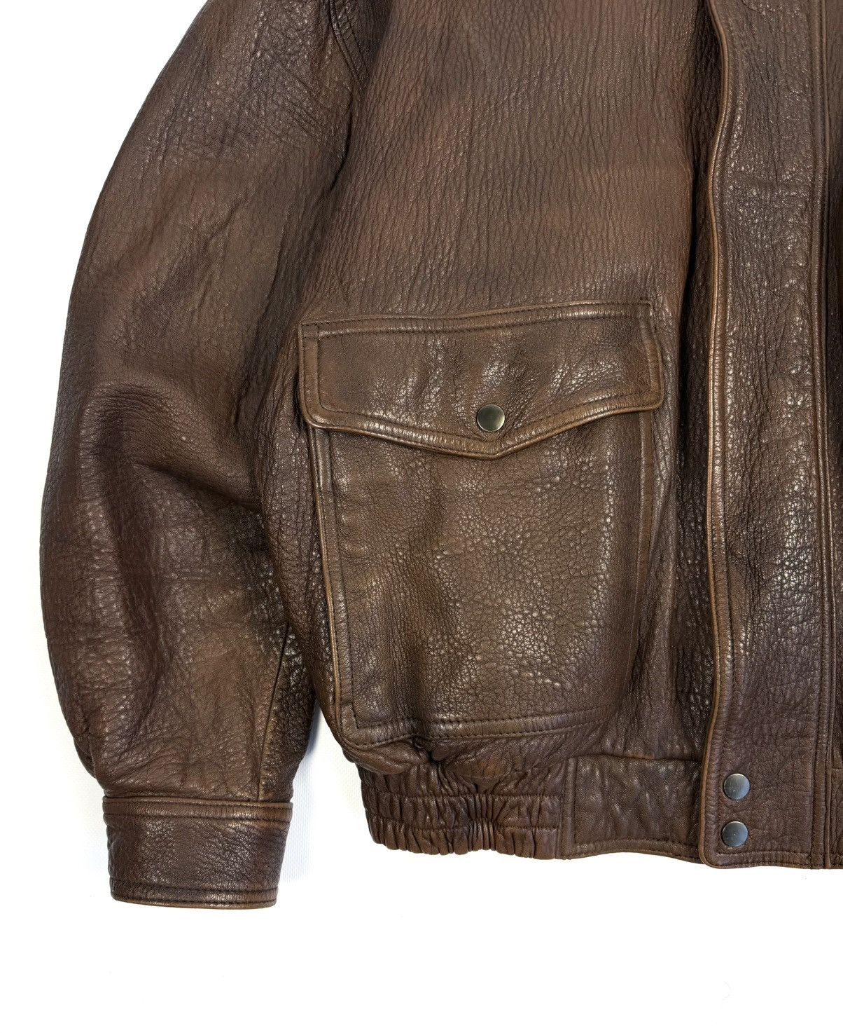 Japanese Brand St Michael Vintage Leather Aviation Bomber Jacket Japanese Size US L / EU 52-54 / 3 - 12 Thumbnail
