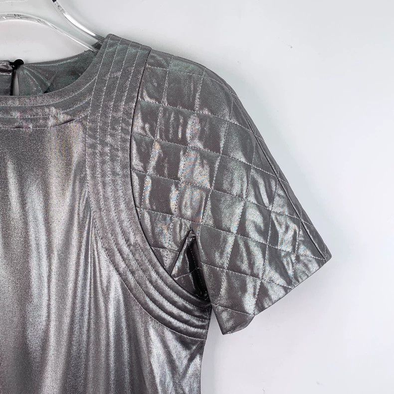 Chanel Chanel Silver diamond plaid round-neck short-sleeved T-shi Size XXS / US 00 / IT 34 - 3 Thumbnail