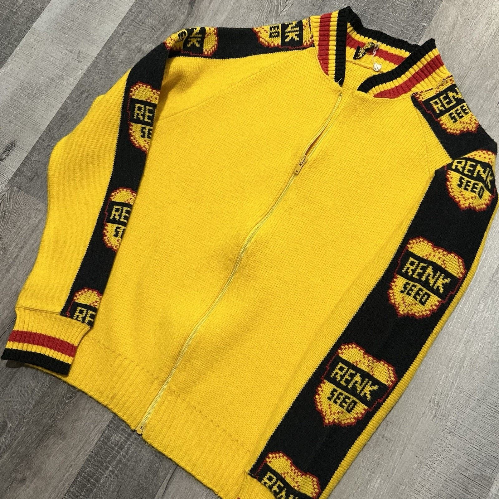 Imperial VTG 50s/60s Full Zip Sweater Renk Seed Co Farming Yellow Size US XL / EU 56 / 4 - 1 Thumbnail
