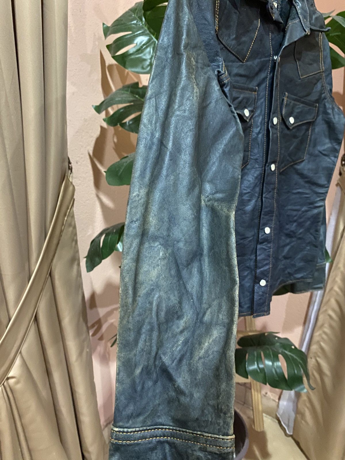 Leather Dessiné par Kondo Western Shirt Jacket Distressed Patina Size XS / US 0-2 / IT 36-38 - 6 Thumbnail