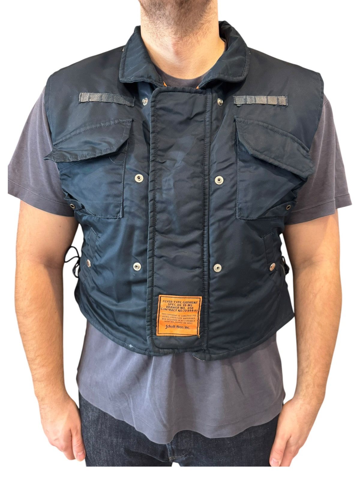 Schott Schott USA Flight Nylon 90s Vest Gilet Bodywarmer Medium Size US M / EU 48-50 / 2 - 2 Thumbnail