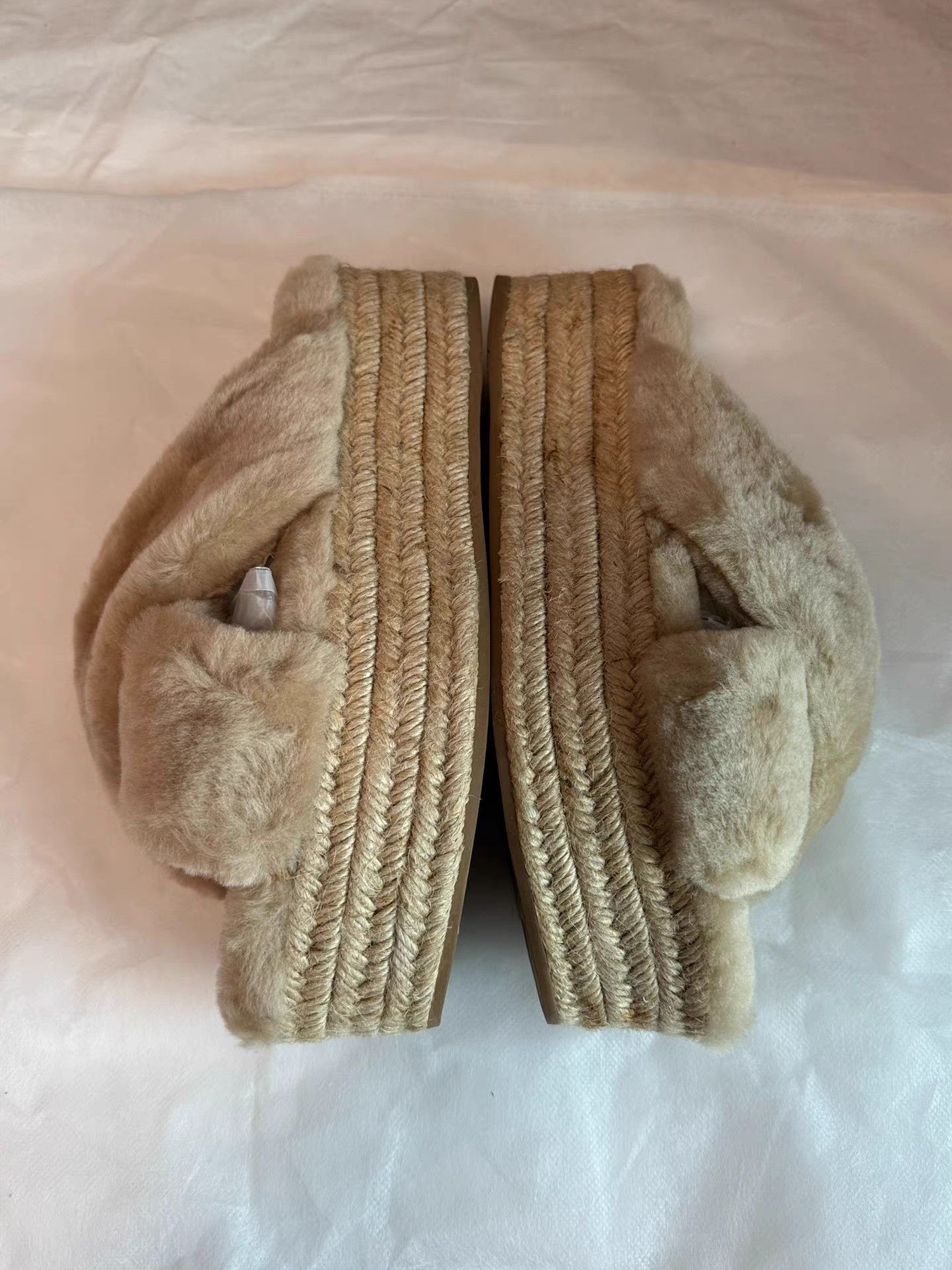 Miu Miu MiuMiu Shearling Fur Slides with Espadrille Platform K6 Size US 7.5 / IT 37.5 - 6 Thumbnail
