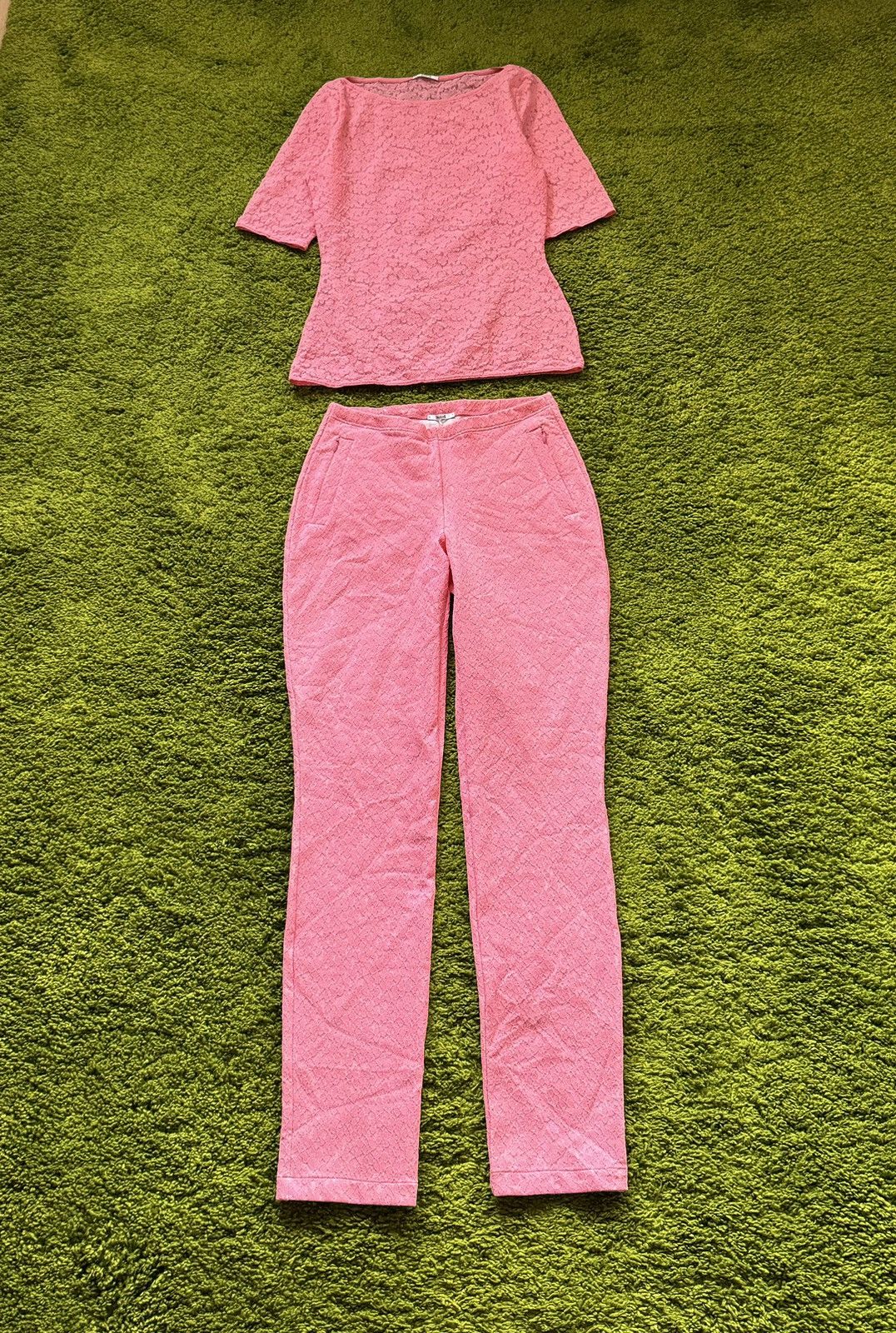 Designer × Wolford Wolford avant Garde crochet pink suit pants + blouse Size S / US 4 / IT 40 - 1 Thumbnail