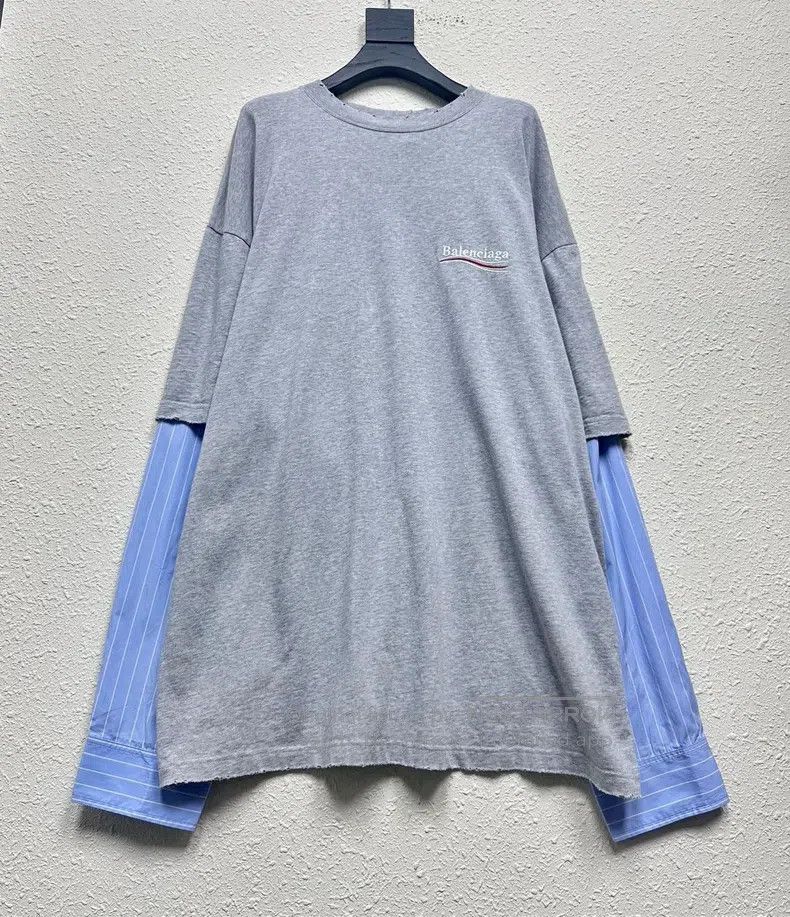 Balenciaga Balenciaga Grey Coca-Cola embroidered striped shirt faux t Size US M / EU 48-50 / 2 - 1 Thumbnail