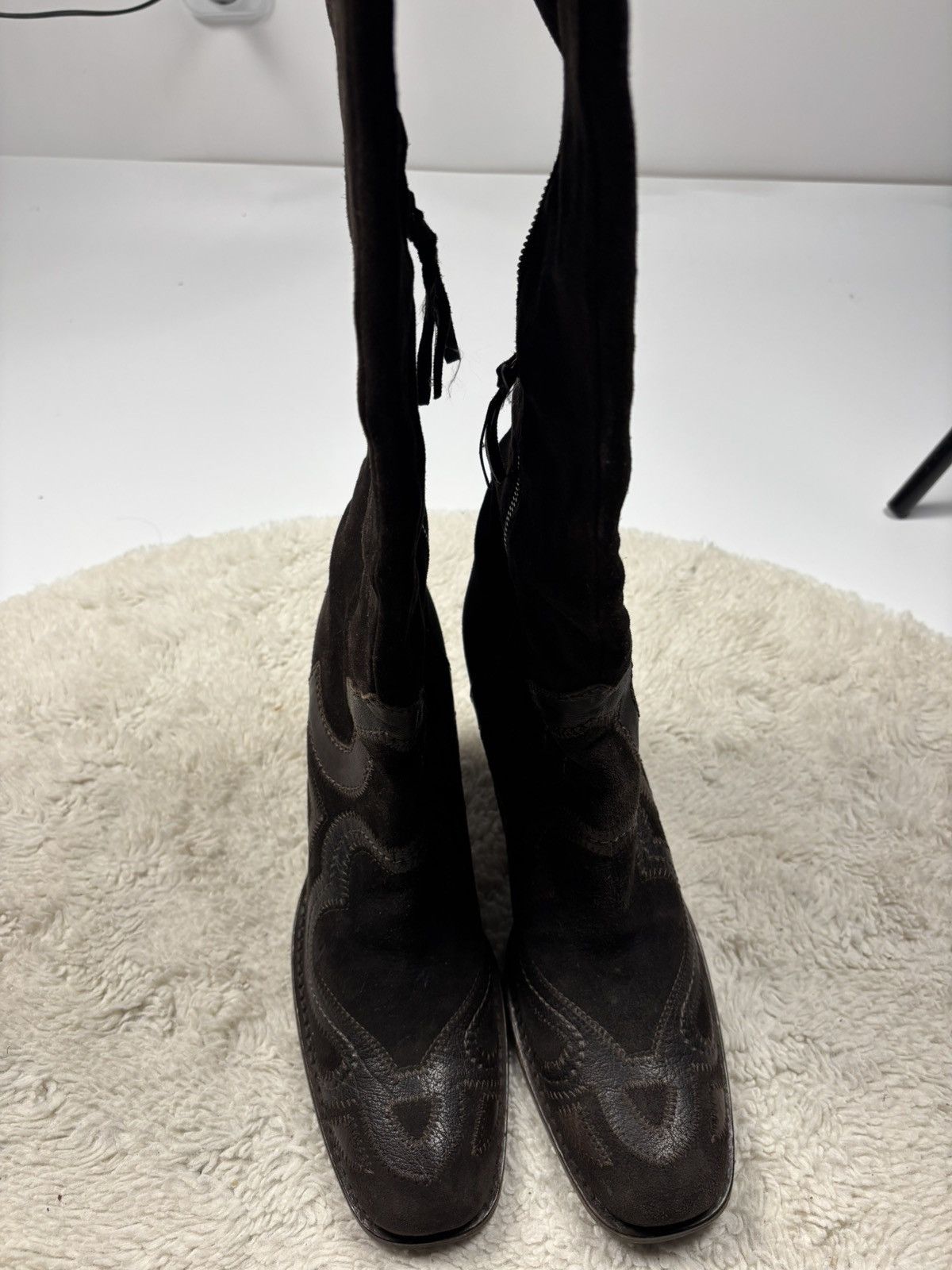 Miu Miu Miu Miu Vintage Cowboy Camperos Suede Brown Boots Rare Size US 7 / IT 37 - 5 Thumbnail