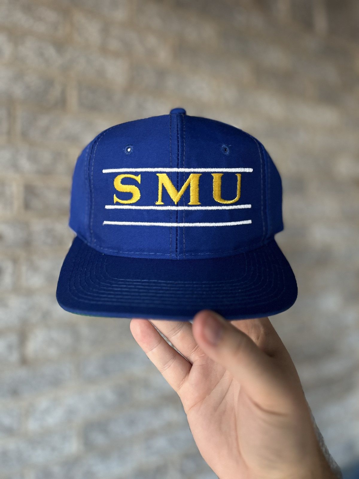 Sports Specialties × Vintage Vintage 90’s SMU Split Bar NCAA SnapBack Hat Size ONE SIZE - 1 Thumbnail