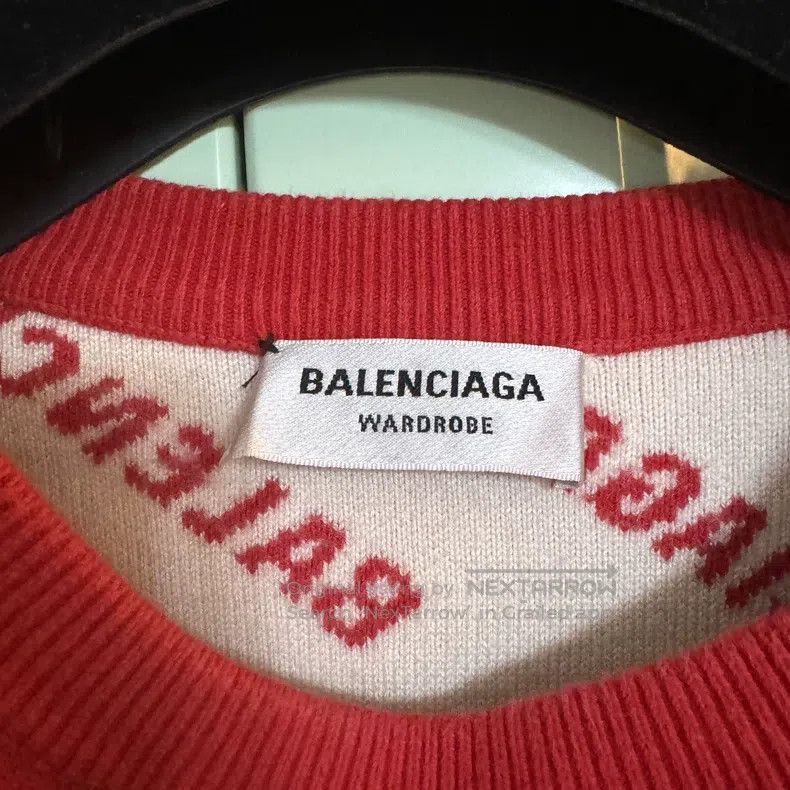 Balenciaga Balenciaga Red Full Print Logo Knit Sweater Size US XS / EU 42 / 0 - 3 Thumbnail