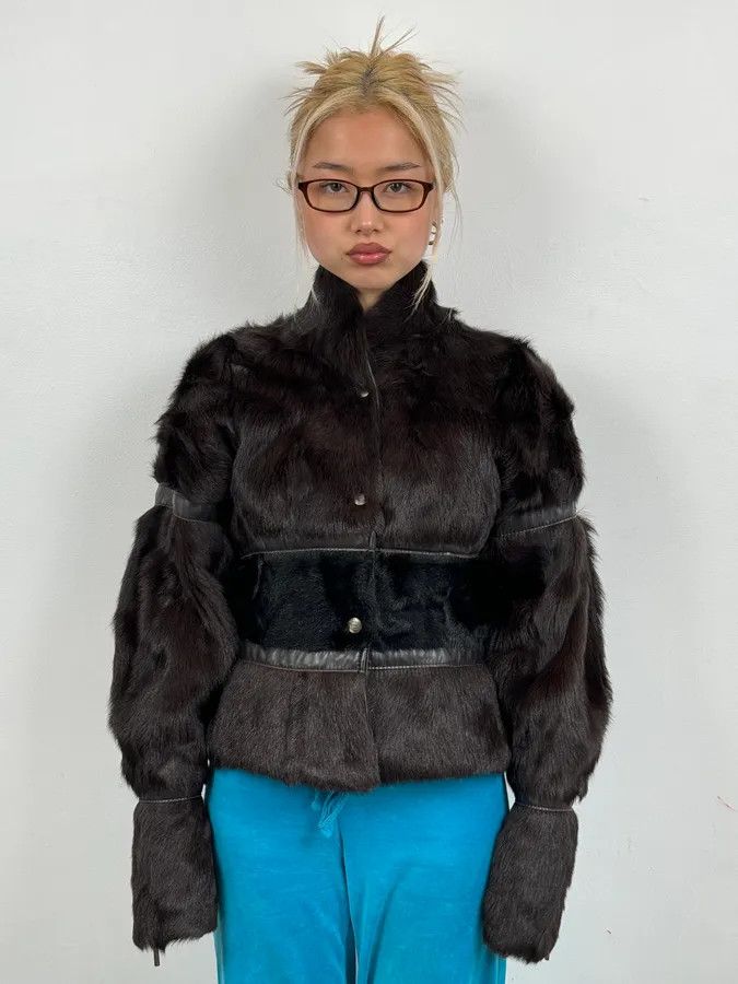 Roberto Cavalli 2000s Cavalli Brown Fur Leather Jacket Size M / US 6-8 / IT 42-44 - 1 Thumbnail