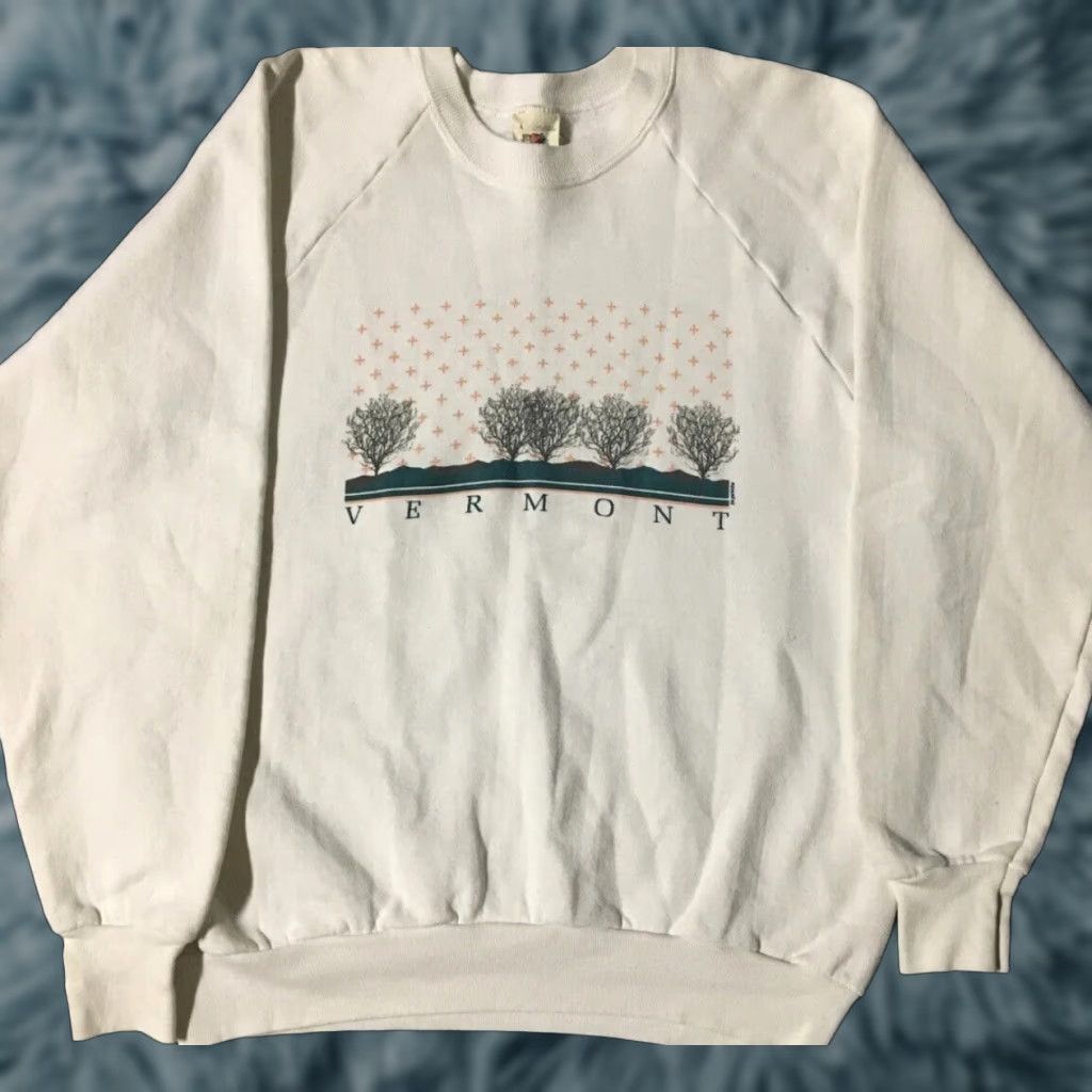 Fruit Of The Loom Vtg Vermont Spellout Sweatshirt S USA Art Nature College Track Grunge PE 90s 80s Size US S / EU 44-46 / 1 - 1 Thumbnail