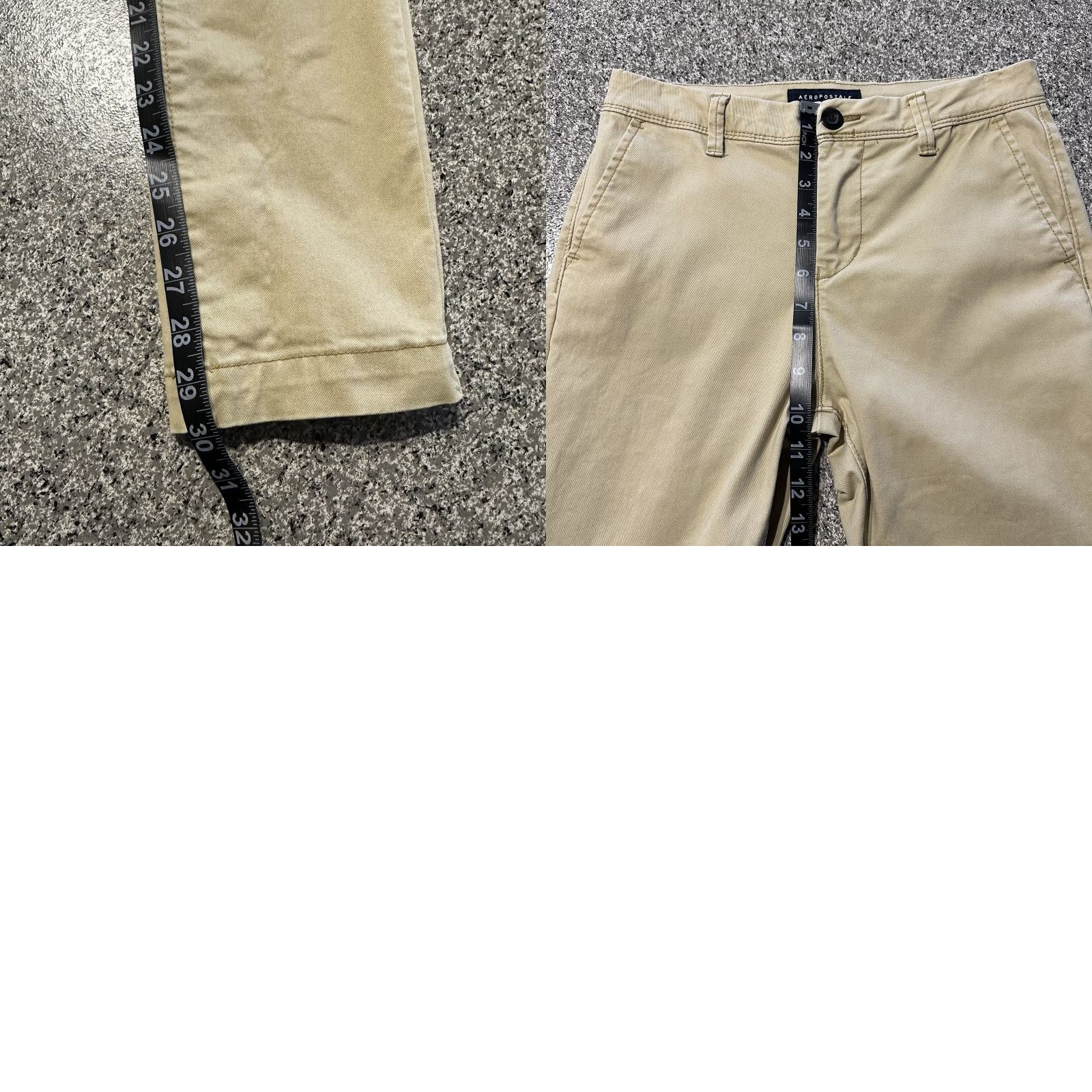 Vintage Aéropostale Pants Mens 28x30 Skinny Chino Beige - Pant, Slim, Regular, 100% Cotton, Flat Front, Pockets, Solid Pattern, 28 in, Beige, Men Size US 28 / EU 44 - 8 Thumbnail