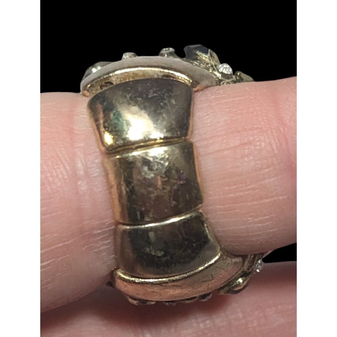 Other Chunky Rhinestone Gold Tone Dome Stretch Size 6 1/2 Size ONE SIZE - 6 Thumbnail