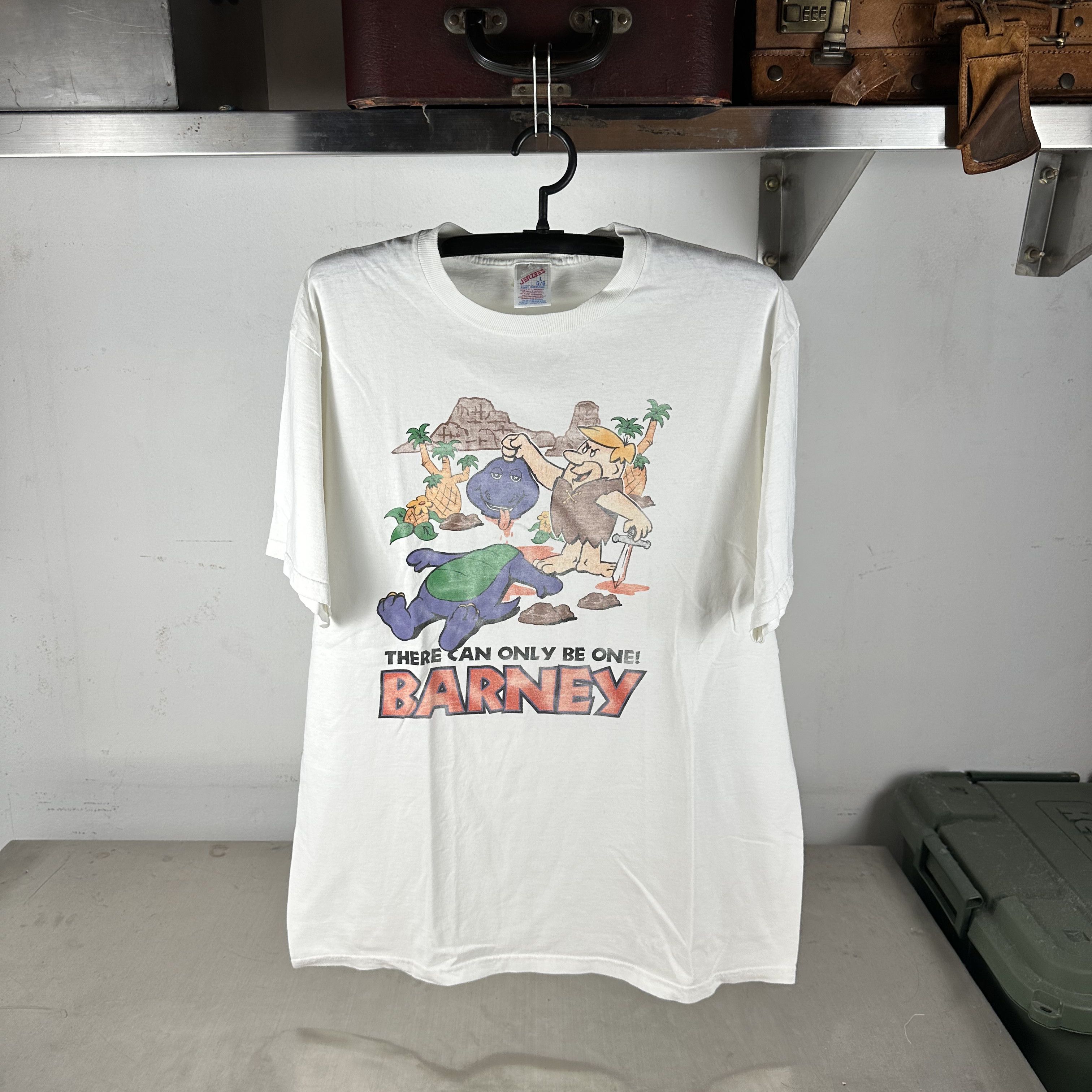 Vintage 90s There Can Only Be One! Barney Cartoon Parody T-Shirt Size US L / EU 52-54 / 3 - 1 Thumbnail