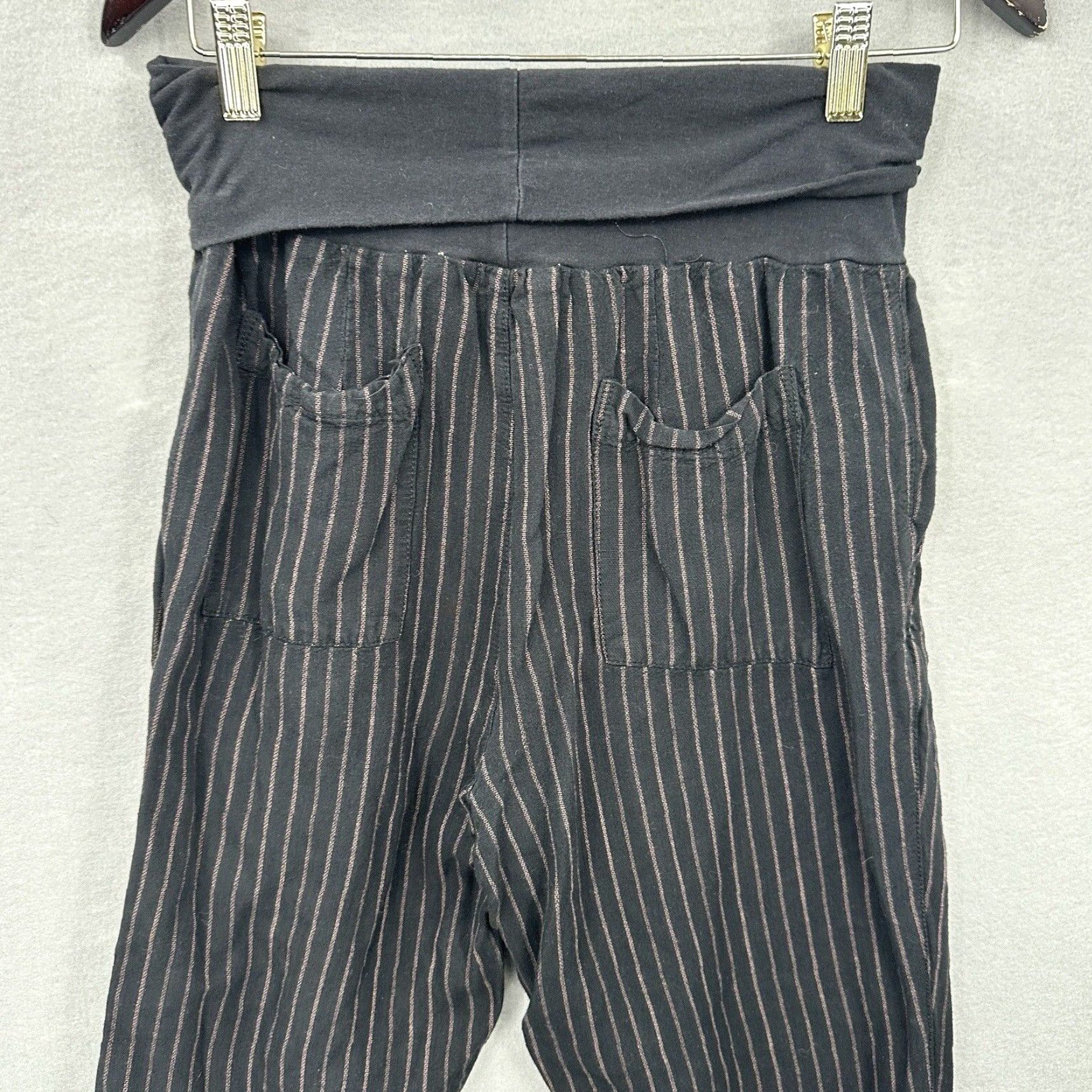Anthropologie Anthropologie Black Striped Linen Blend Wide Leg Capri Pants Womens XS Size 26" / US 2 / IT 38 - 7 Thumbnail