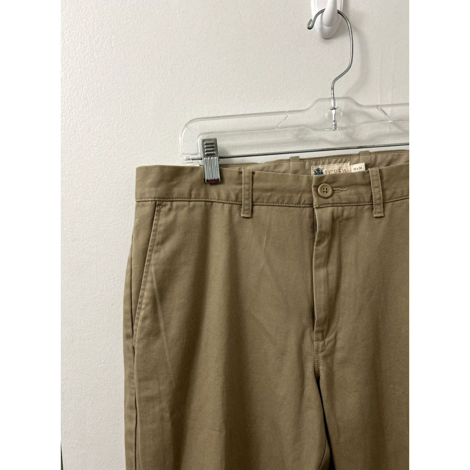 Vintage J. Crew Factory Urban Slim Fit Chino Pants Mens 32x34 Khaki Brown 5-Pocket Zipper Button Flat Front Slim Casual Workwear Trousers Size US 32 / EU 48 - 4 Thumbnail