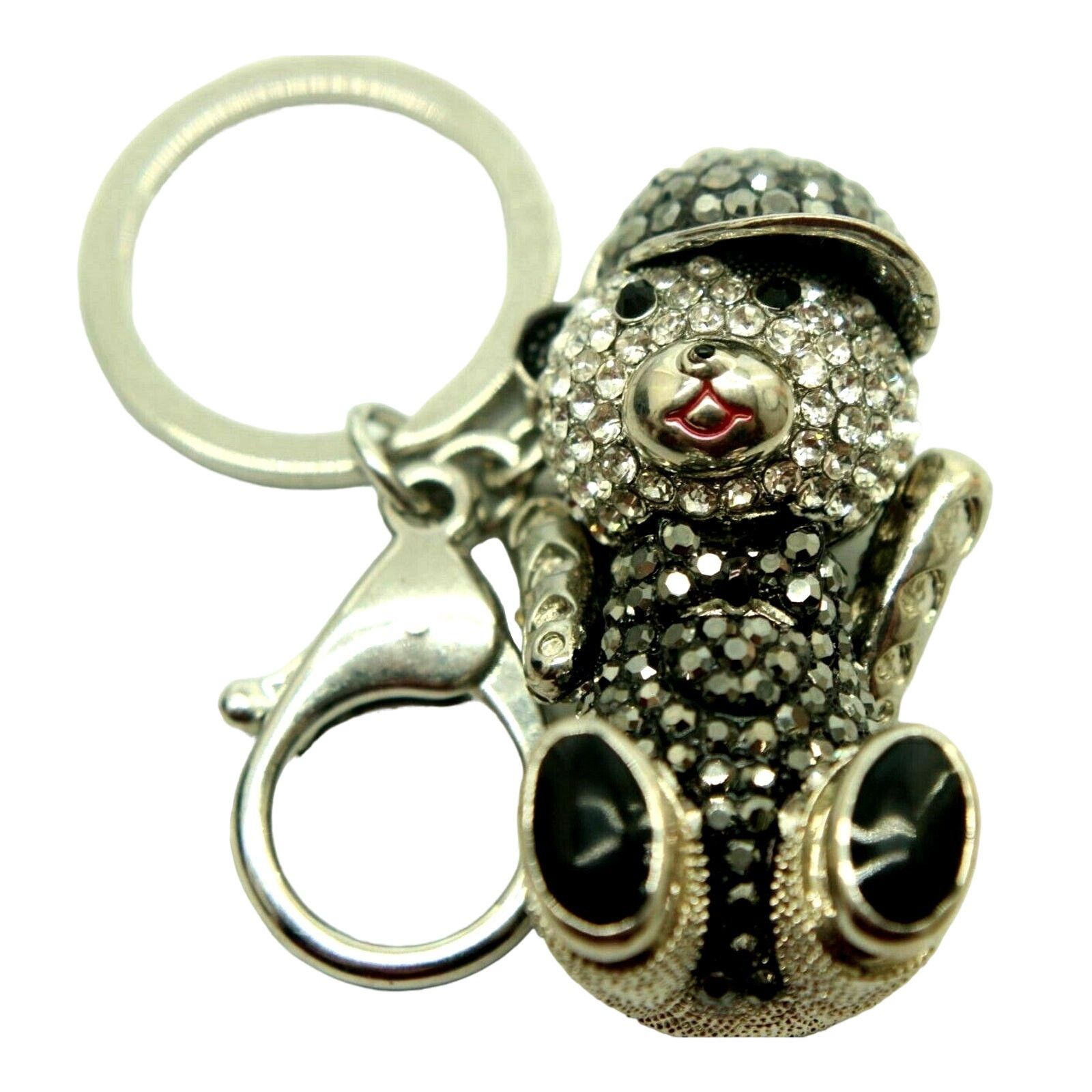 Other Black White Rhinestone Teddy Bear Baseball Hat Key Fob Size ONE SIZE - 1 Thumbnail