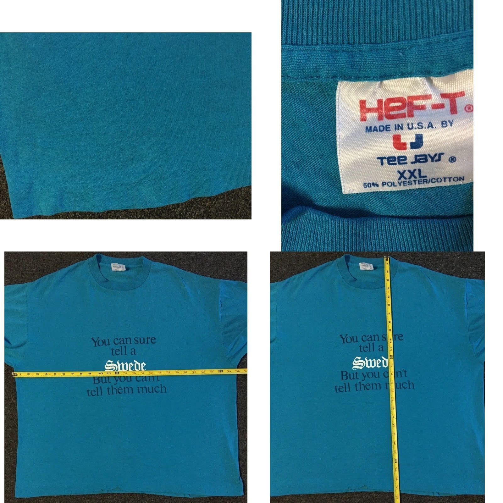 Vintage VINTAGE 90s You Cant Tell A Swede Much Faded Distressed Boxy Shirt XXL Blue T-Shirt Mens Funny Saying Grunge Swede Shirt Size US XXL / EU 58 / 5 - 9 Thumbnail