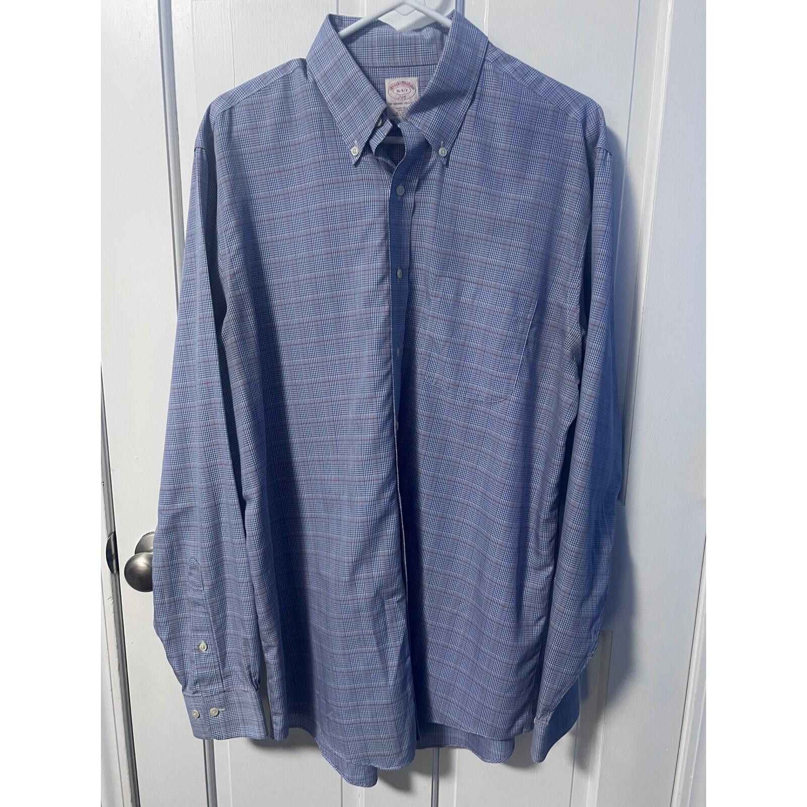Brooks Brothers Brooks Brothers Shirt Mens 16 5/7 Blue Plaid Non-Iron 346 Size 38R - 2 Thumbnail