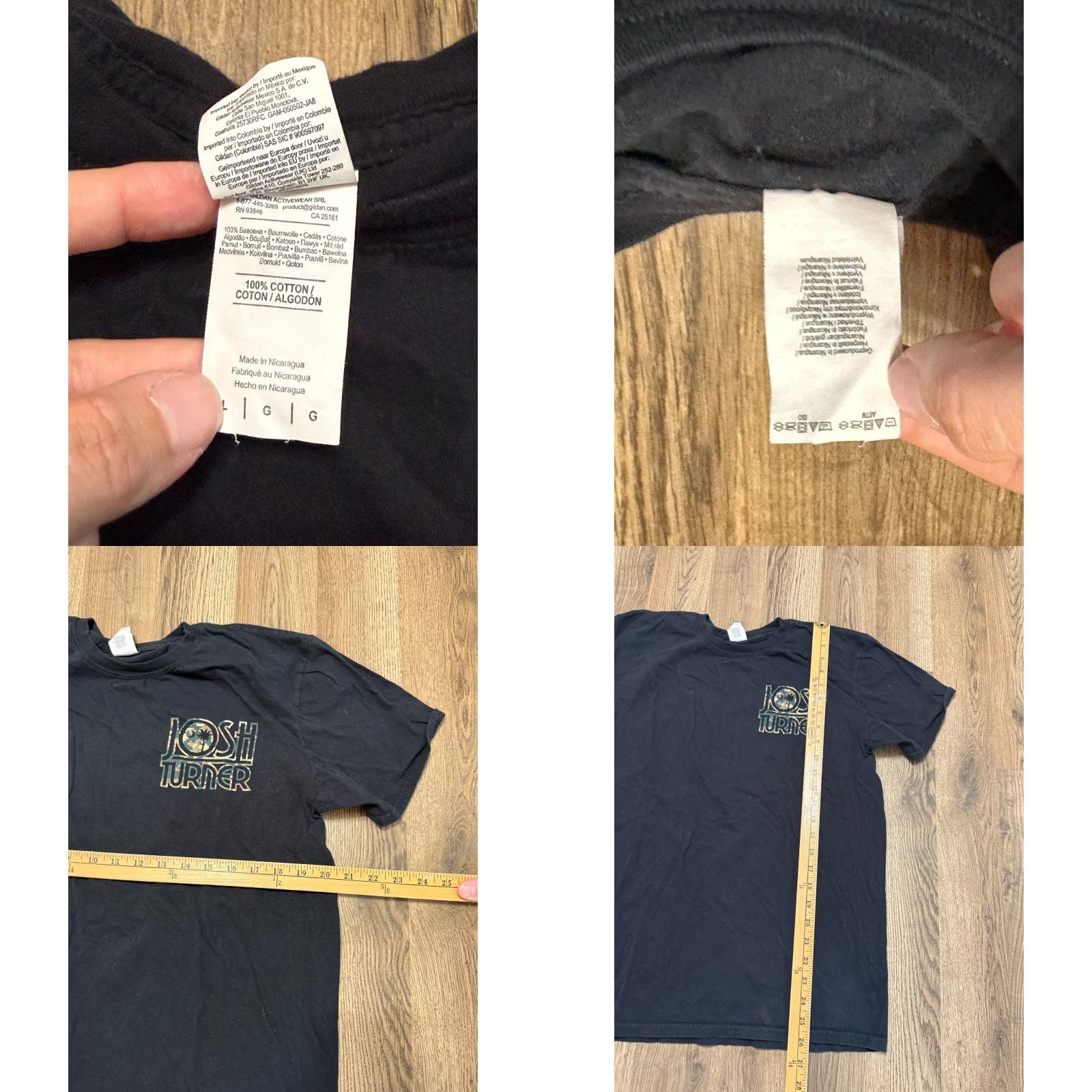 Gildan Gildan Shirt Men Large Black Camouflage Josh Turner Band USA Flag Short Sleeve Crew Neck T-Shirt Size US L / EU 52-54 / 3 - 8 Thumbnail