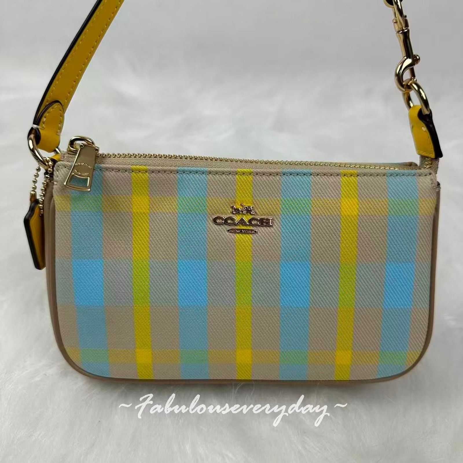 Coach Coach Nolita 19 Plaid Print Shoulder Wristlet Bright Maize Size ONE SIZE - 2 Thumbnail