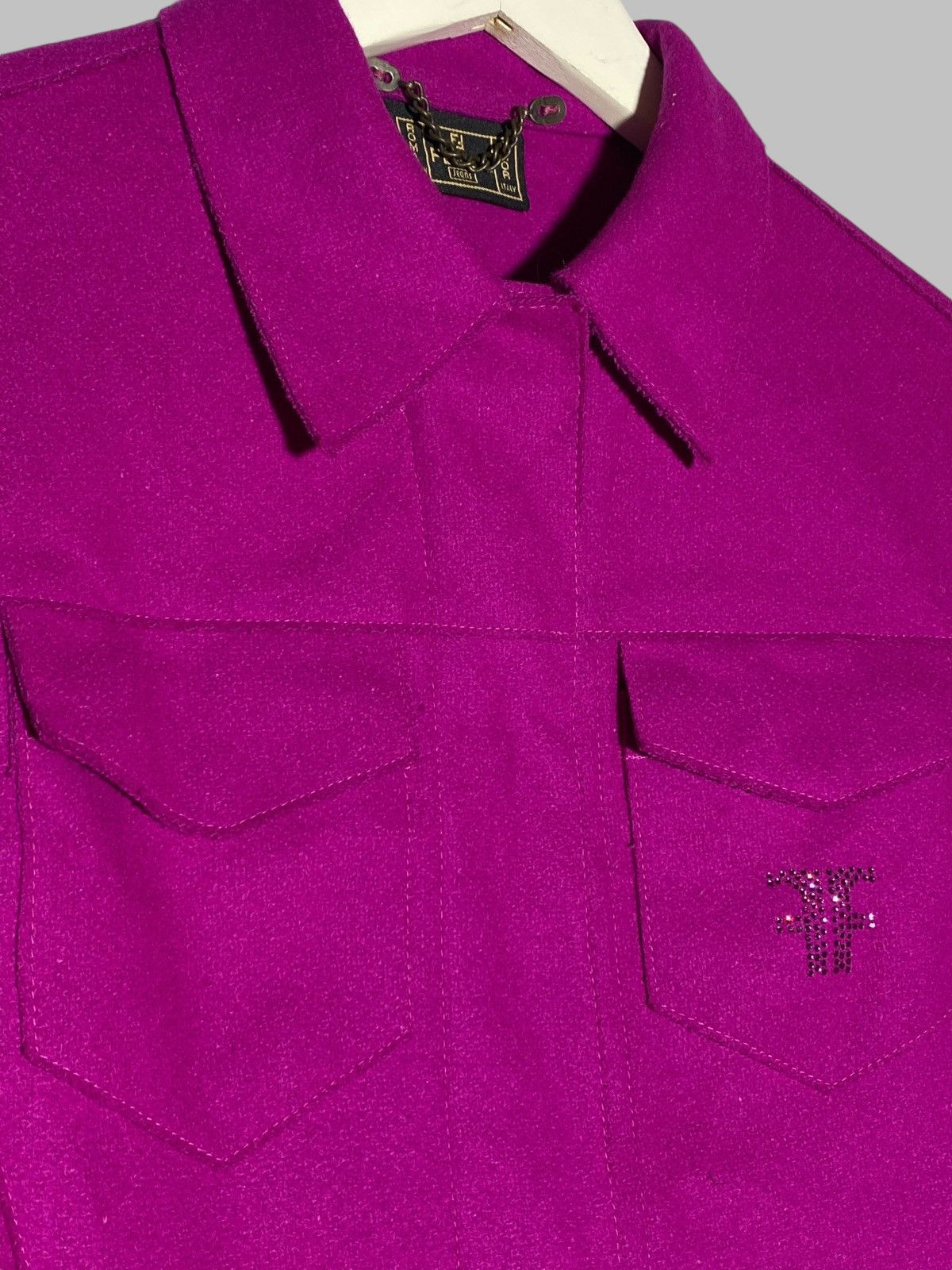 Fendi Fendi Roma Vintage 90s Hot Pink Cropped Jacket Snap Button Size M / US 6-8 / IT 42-44 - 5 Thumbnail