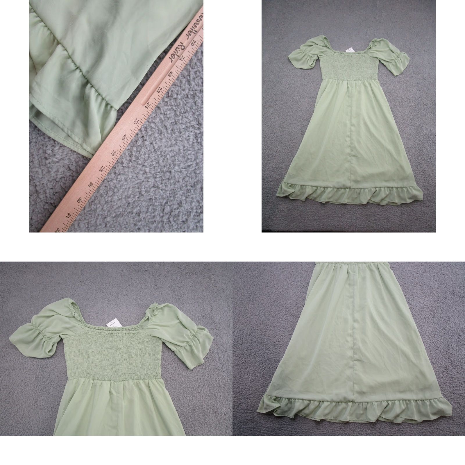 Vintage Pretty Garden Maxi Dress Peasant Pleated Green Dress M Womens Green Maxi Peasant Pleated 90s Style Size M / US 6-8 / IT 42-44 - 9 Thumbnail