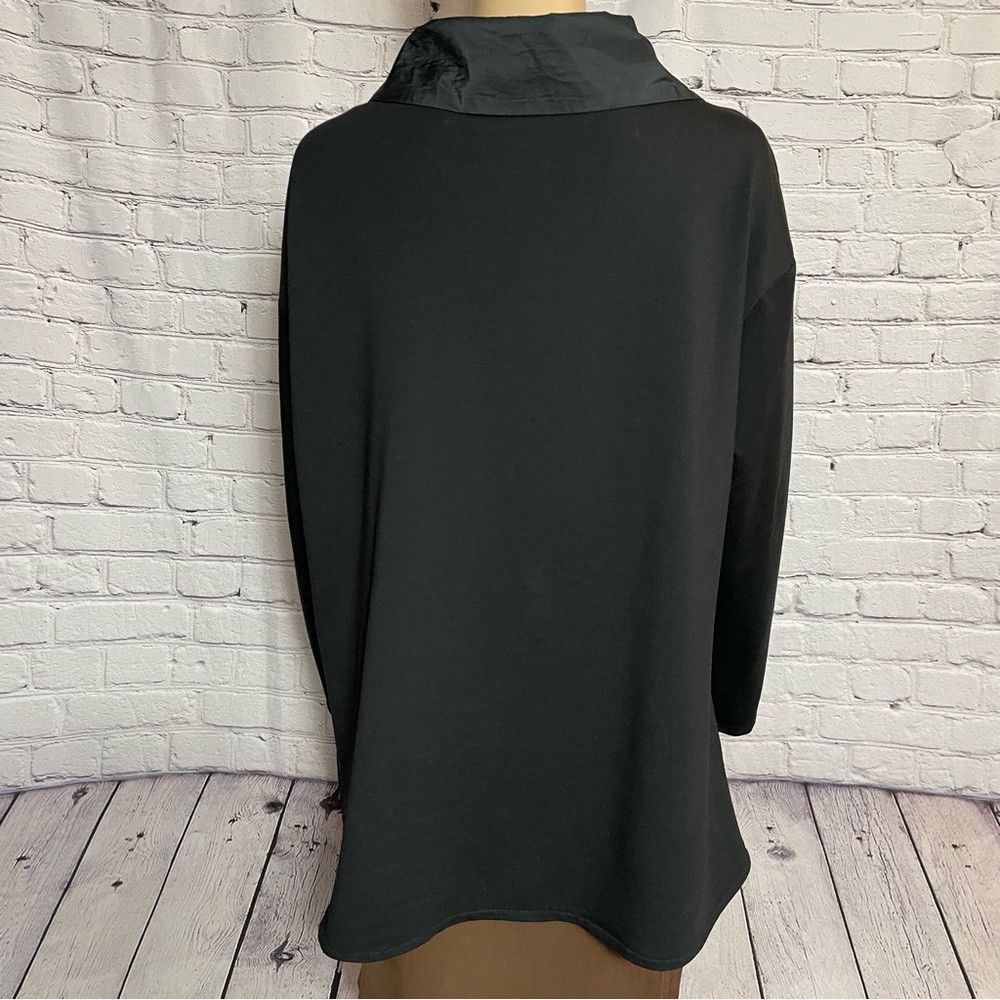 Other Vega Moda Black Cotton Asymmetrical Hem Zip Cardigan Jacket Size XL / US 12-14 / IT 48-50 - 4 Thumbnail