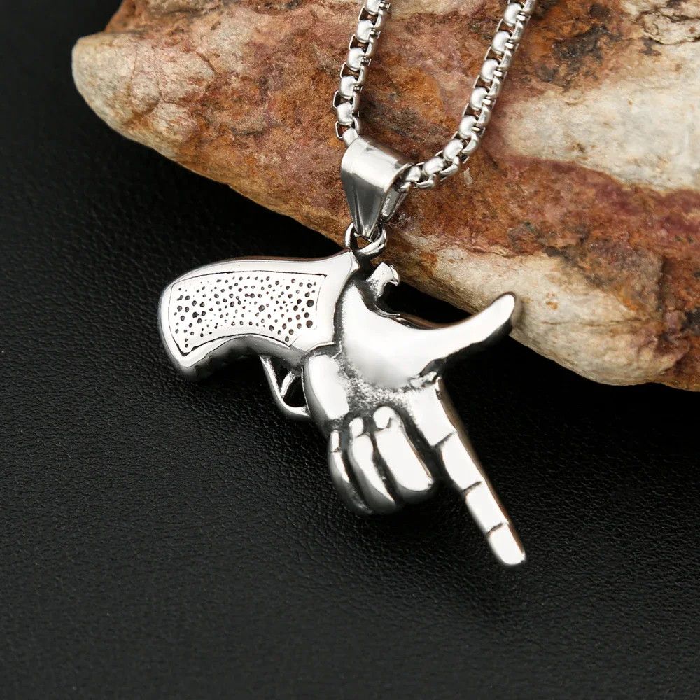 Jewelry Creative Pistol Gesture Pendant Necklaces Size ONE SIZE - 1 Thumbnail