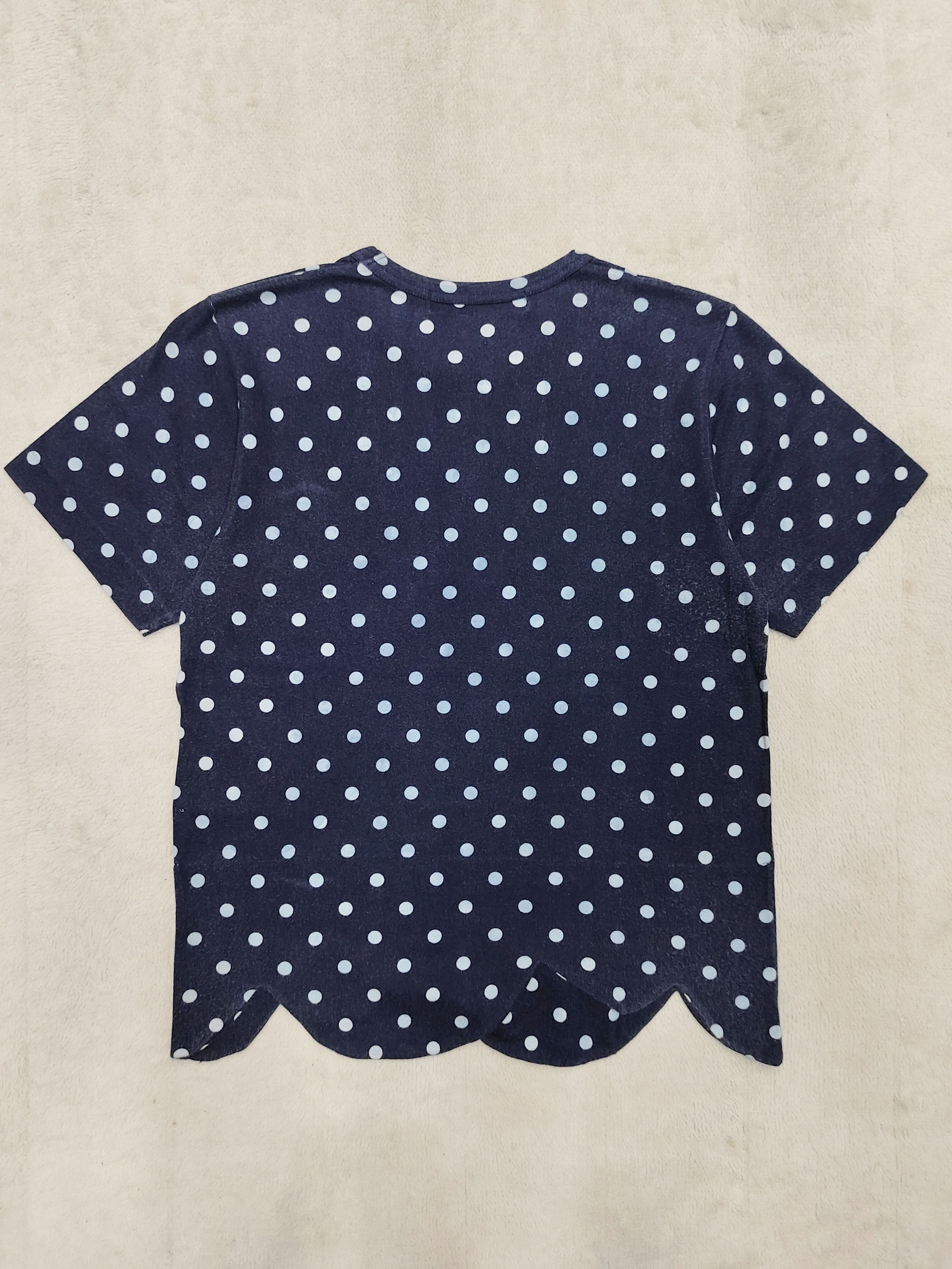 Comme des Garcons AD03 CDG Robe de Chambre Polka Dot Scallop Hem Cropped Tee Size M / US 6-8 / IT 42-44 - 3 Thumbnail