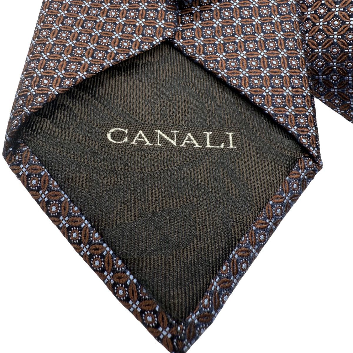Canali Canali Silk Tie, Navy & Brown, Made in Italy, Like New Size ONE SIZE - 4 Thumbnail