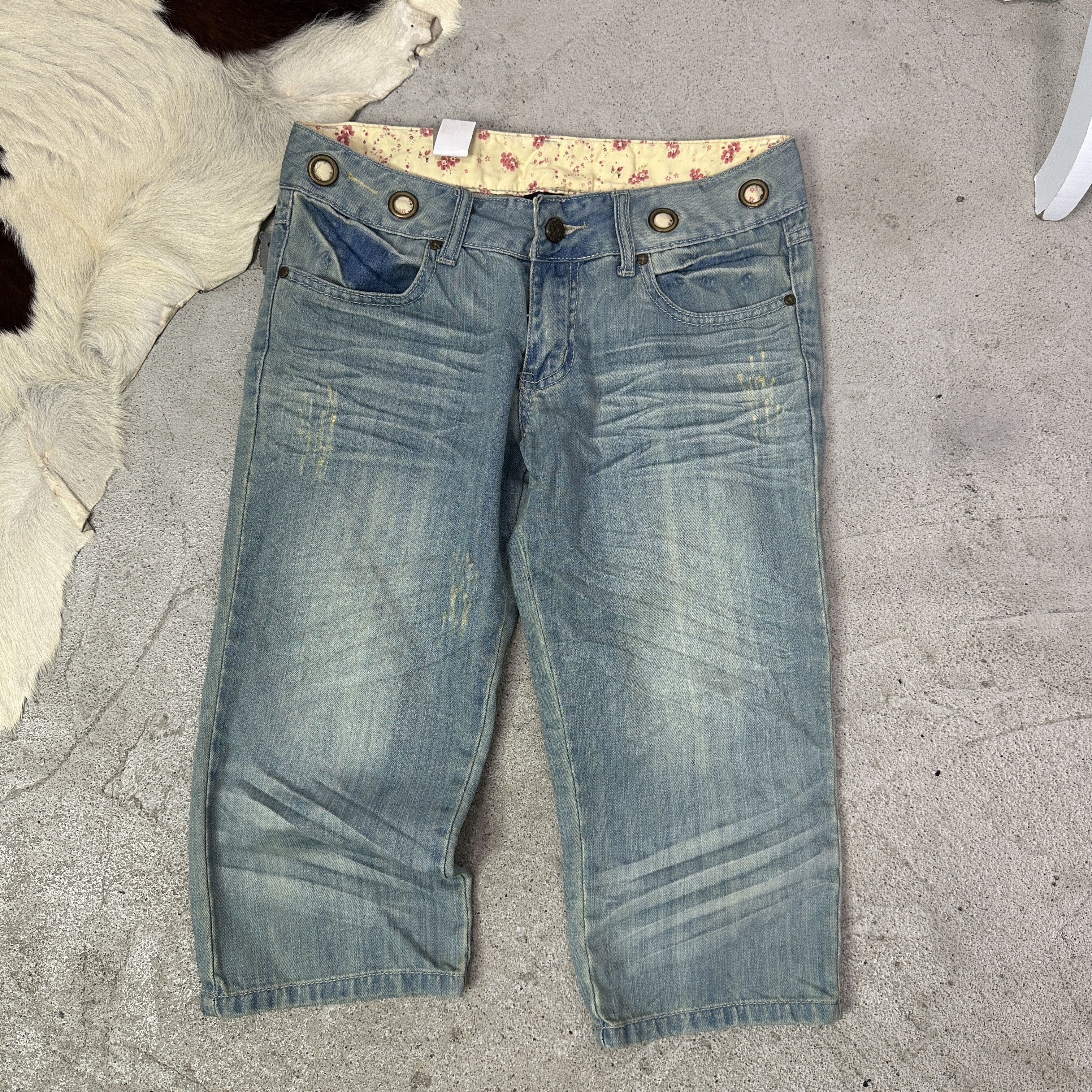 Vintage Vintage Capri Vintage Washed Eyelets Jeans Pants 00s Size 25" / US 0 / IT 36 - 2 Thumbnail