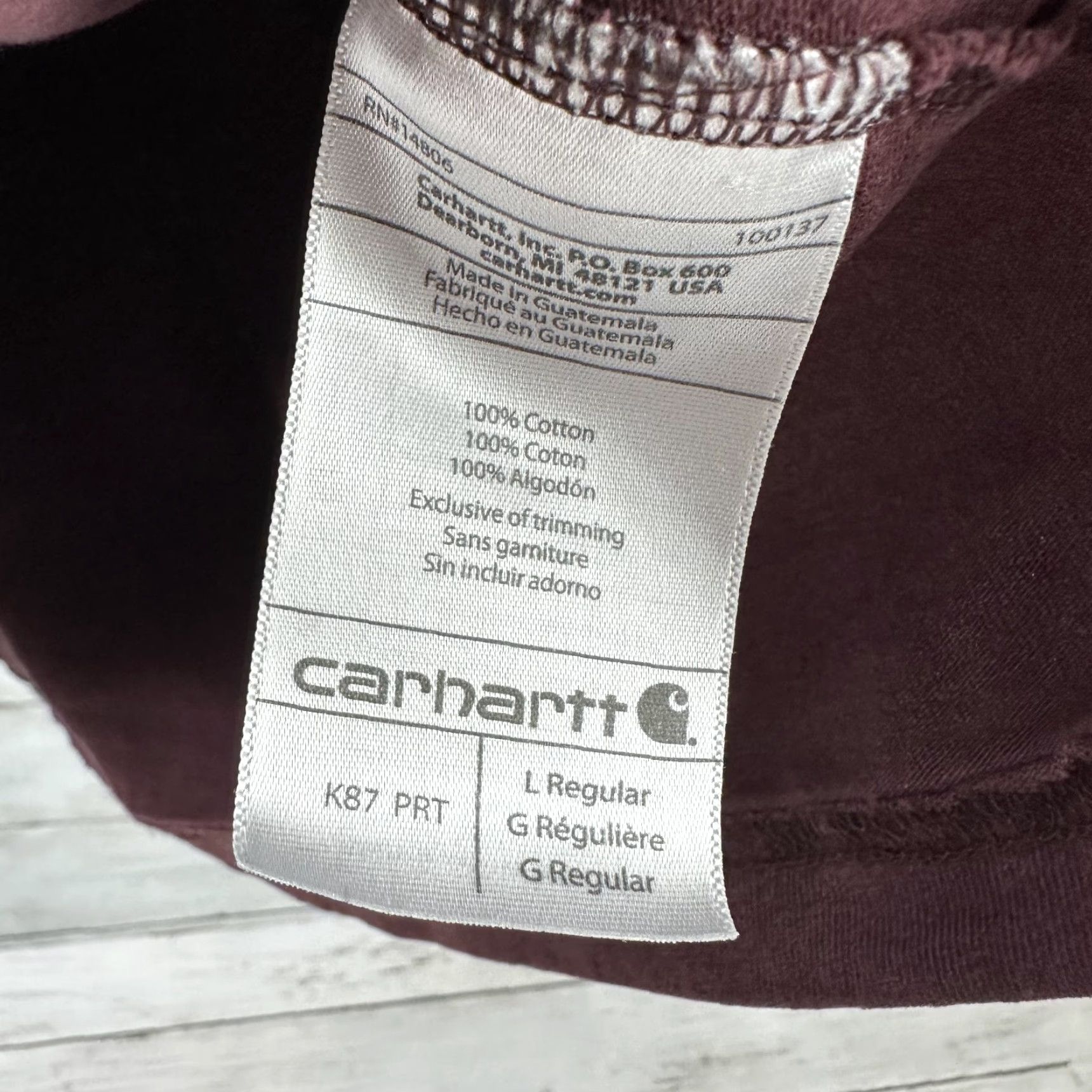 Carhartt Carhartt Men's T-Shirt Large Purple Short Sleeve Logo Pocket Crew Neck Classic Workwear Size US L / EU 52-54 / 3 - 5 Thumbnail
