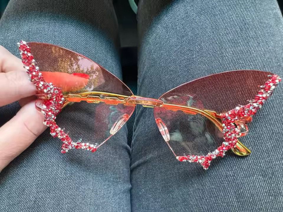 Electric Visual Luxury Aesthetic Butterfly Shades – Hand-Set Rhinestones Size ONE SIZE - 5 Thumbnail