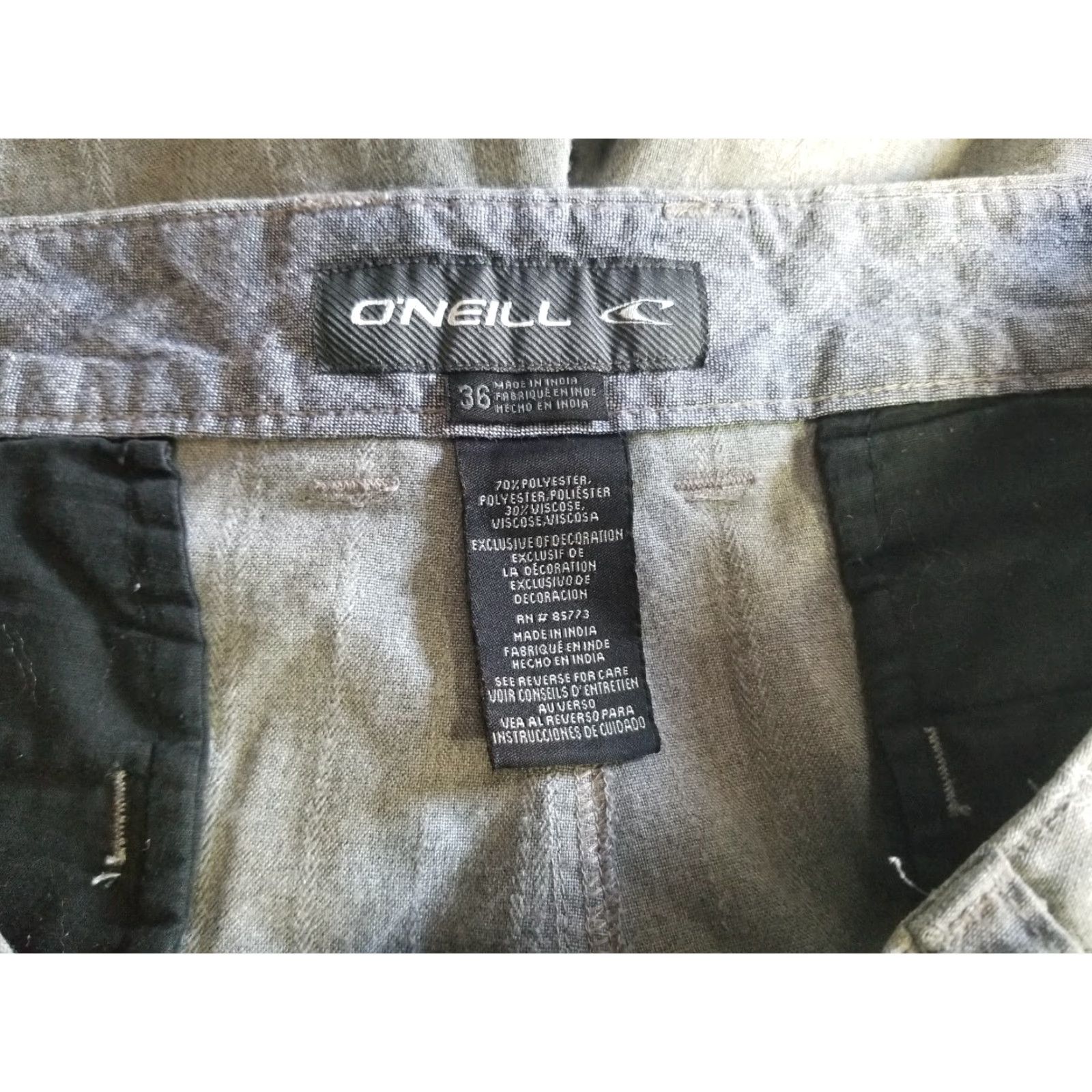 O'Neill O'Neill Shorts Mens 36 Gray Casual Solid Pocket Chino Stretch Regular Beach Modern Look Size US 36 / EU 52 - 5 Thumbnail