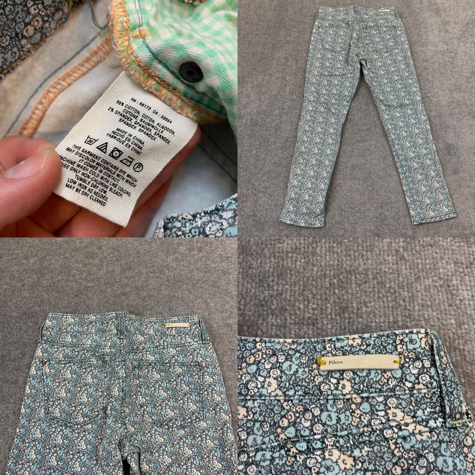 Vintage VINTAGE Pilcro Skinny Jeans Women’s 25x25 Floral Cotton Spandex Crop Slim Blue | 2000s Fall Summer Fashion Size 42" / US 20 - 8 Thumbnail