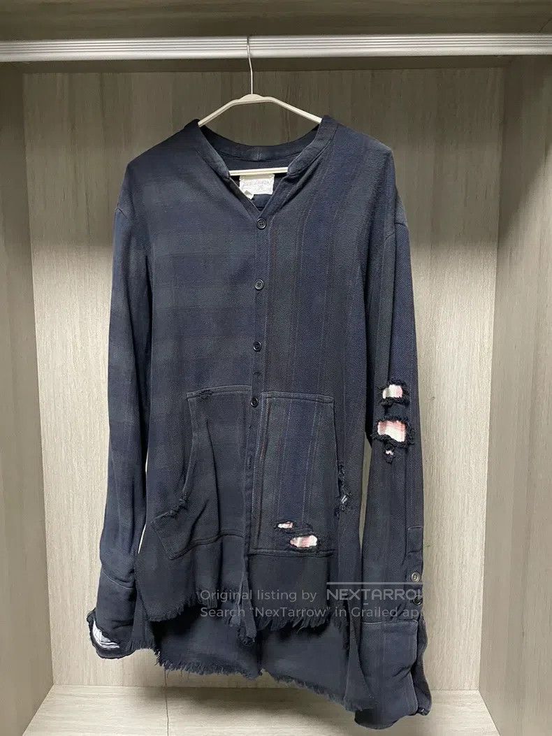 Greg Lauren Dark blue patchwork shirt