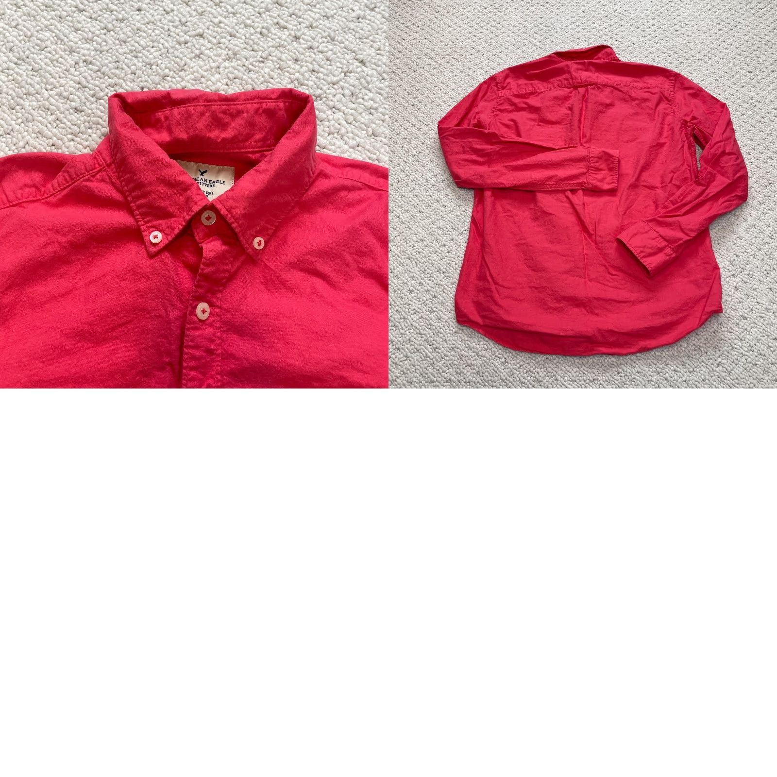 American Eagle Outfitters American Eagle Shirt Adult Medium Pink Solid Cotton Linen Knit Button-Up Collared Spread All Seasons Mens Size US M / EU 48-50 / 2 - 8 Thumbnail