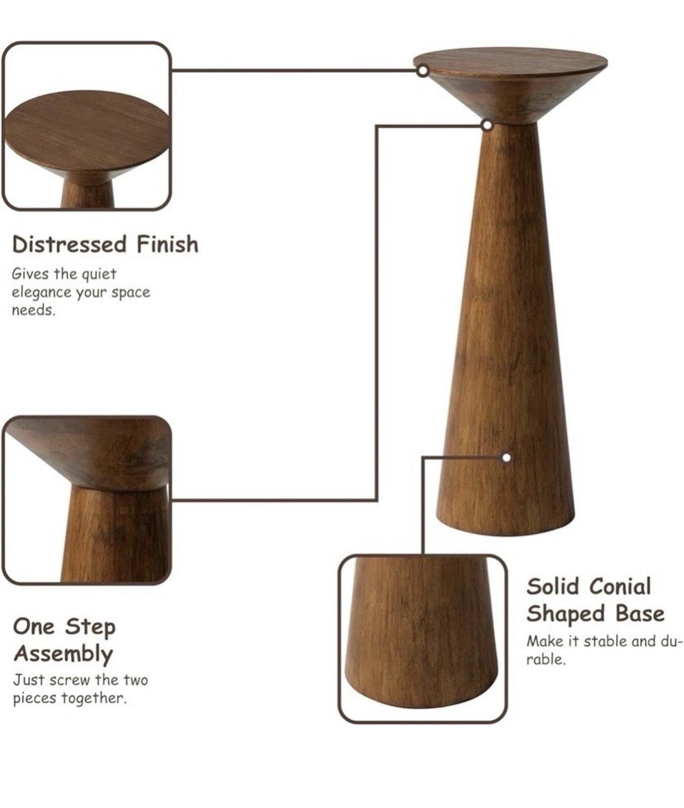 Other COZAYH Pedestal Tall Round Martini Table for Living Walnut Size ONE SIZE - 4 Thumbnail