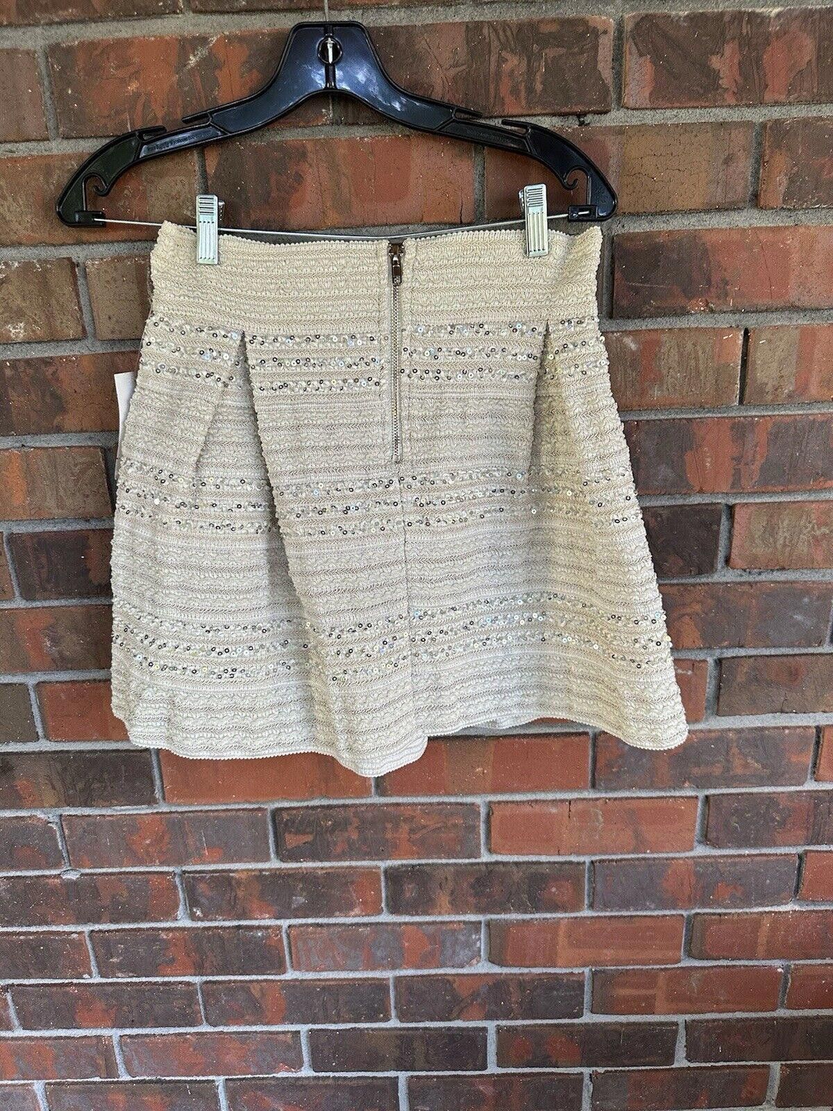 Designer Ginger G Pleated Bandage Skirt Cream Textured Size 32" / US 10 / IT 46 - 8 Thumbnail