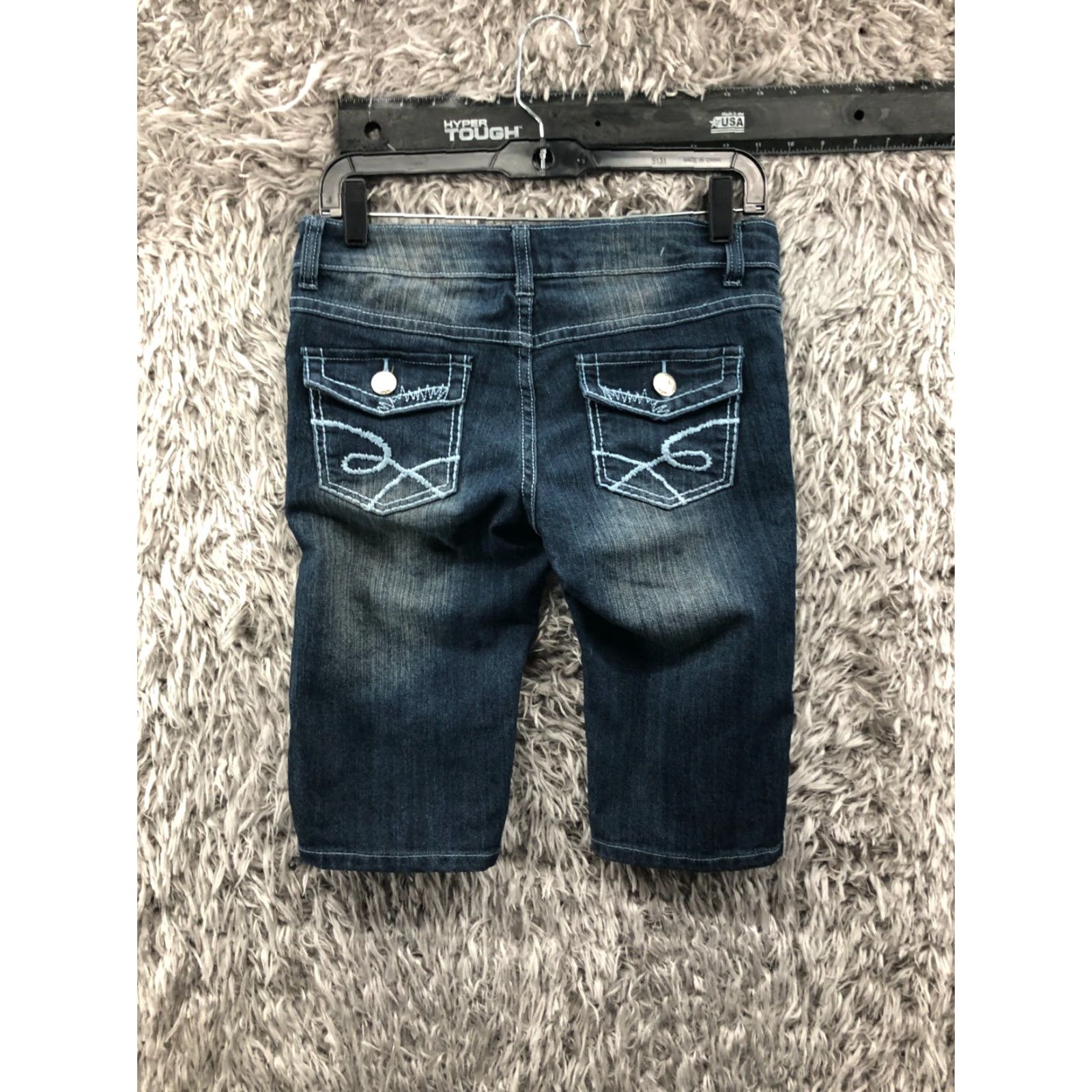 Denime Discovery Clothing Bermuda Shorts Junior Size 7 Mid Rise Dark Blue Denim Jean Size 28" / US 6 / IT 42 - 4 Thumbnail