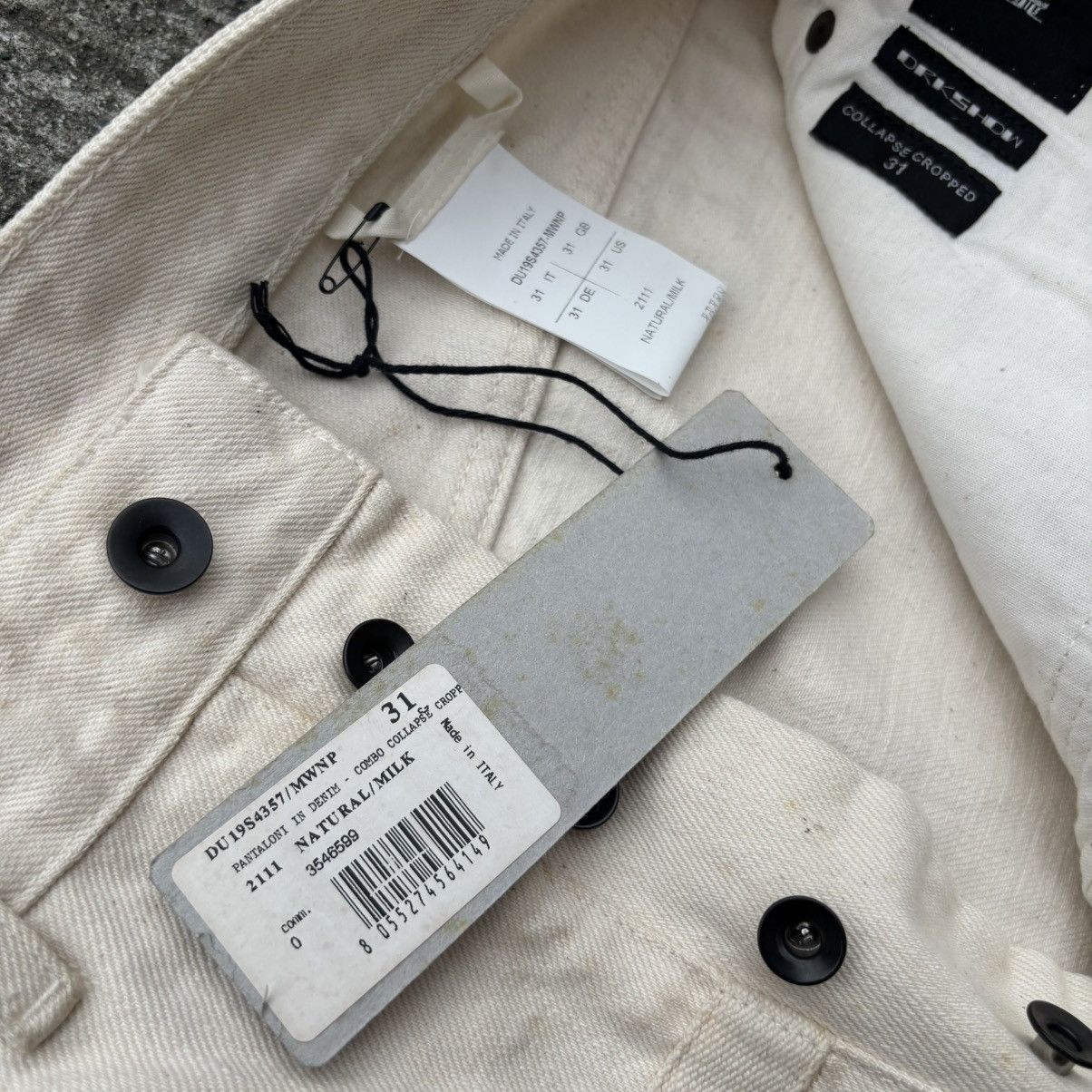 Rick Owens Drkshdw Rick Owens DRKSHDW Milk Collapse Cropped Jeans Size US 31 - 4 Thumbnail