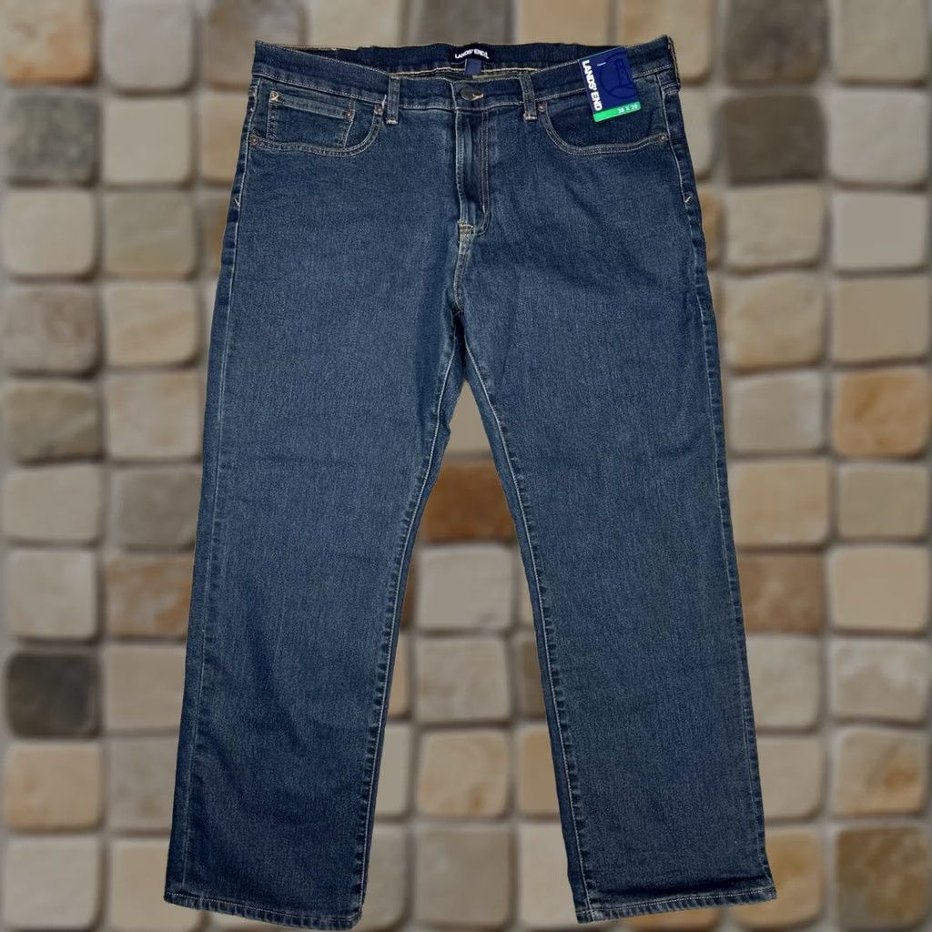 Lands' End Lands' End Jeans Men 38 Blue Denim Straight 5-Pocket Regular Rise Mid Lined 38x29 New Size US 38 / EU 54 - 1 Thumbnail