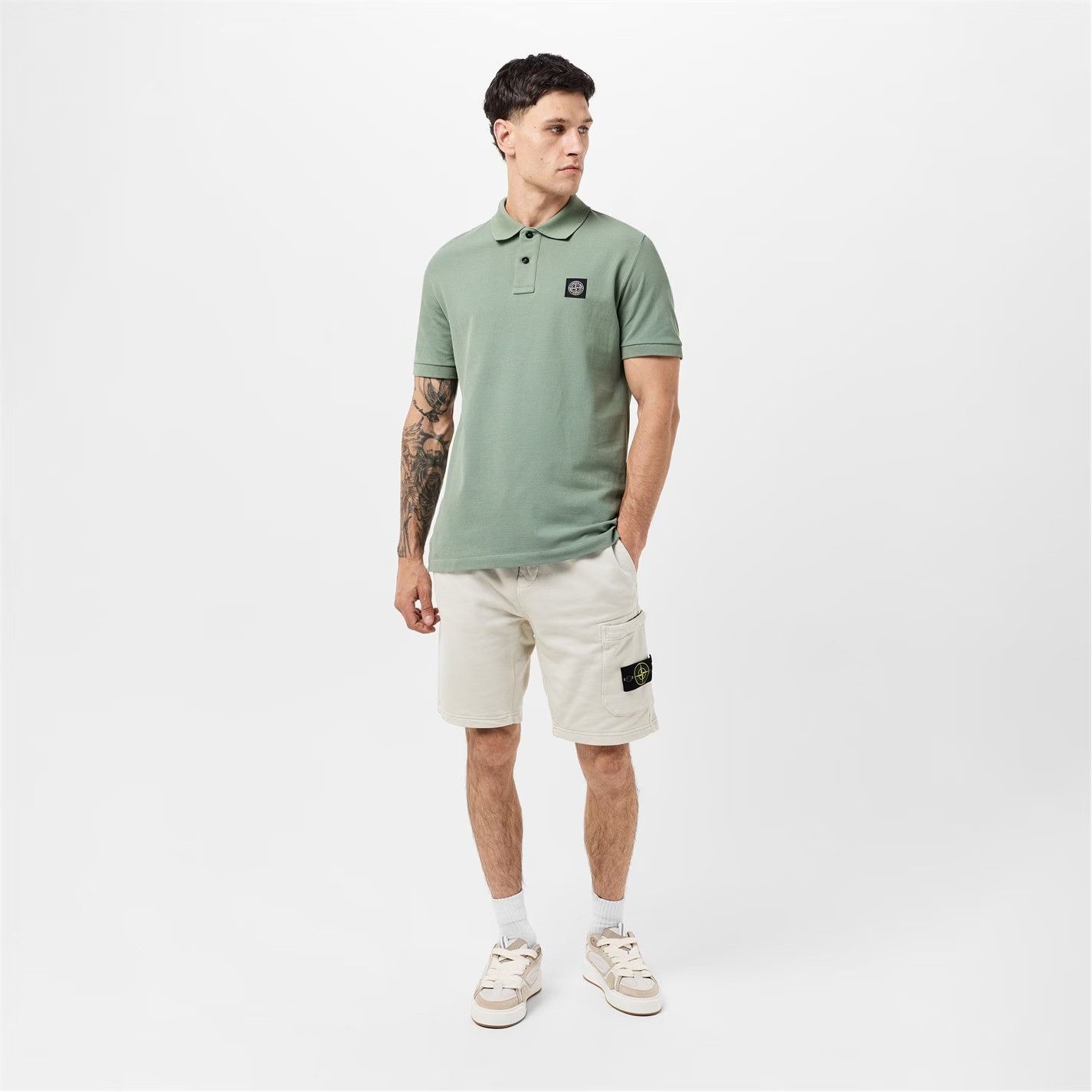 Stone Island o1g2r1mq0526 Logo Cotton Shorts in Grey Size US 30 / EU 46 - 6 Thumbnail