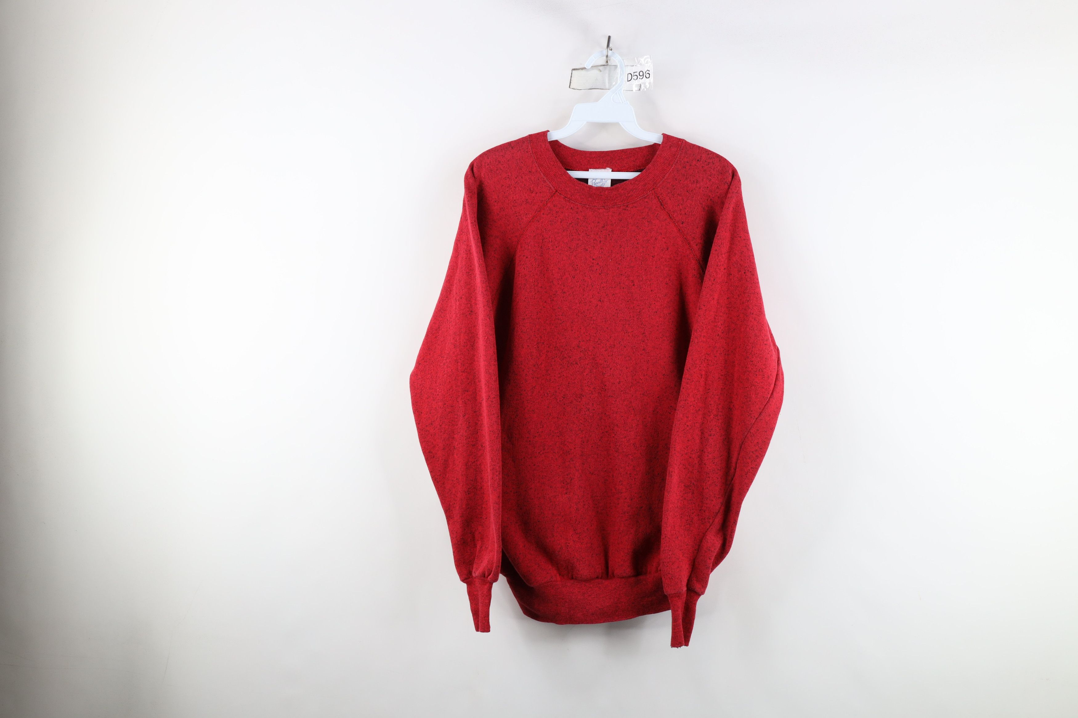 Vintage Vintage 90s Streetwear Speckled Raglan Sweatshirt Red USA Size XL / US 12-14 / IT 48-50 - 1 Thumbnail