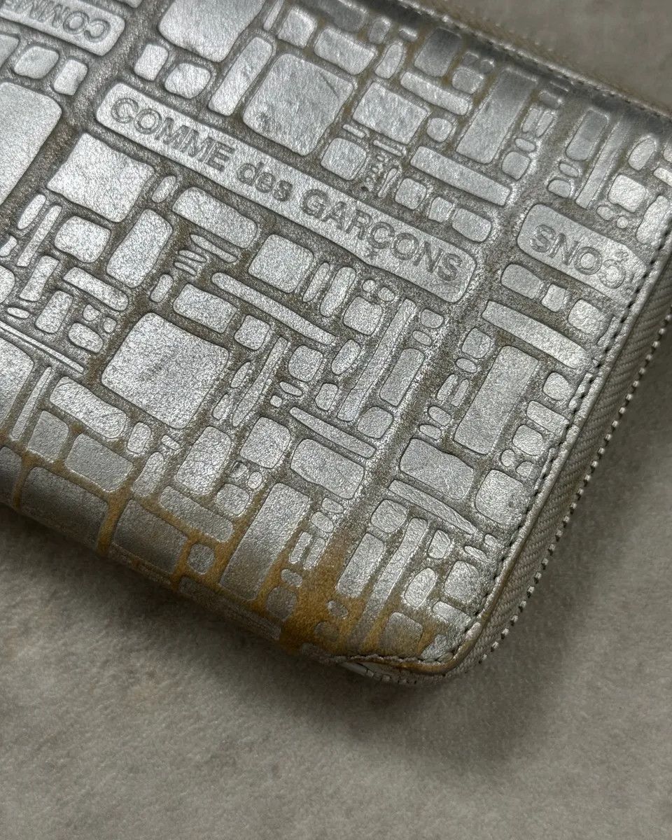 Comme des Garcons Comme des Garçons Silver Leather Brick Zip-Around Wallet Size ONE SIZE - 2 Thumbnail