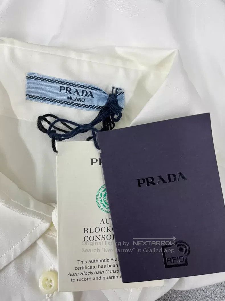 Prada Prada White short long-sleeved shirt Size XS / US 0-2 / IT 36-38 - 4 Thumbnail