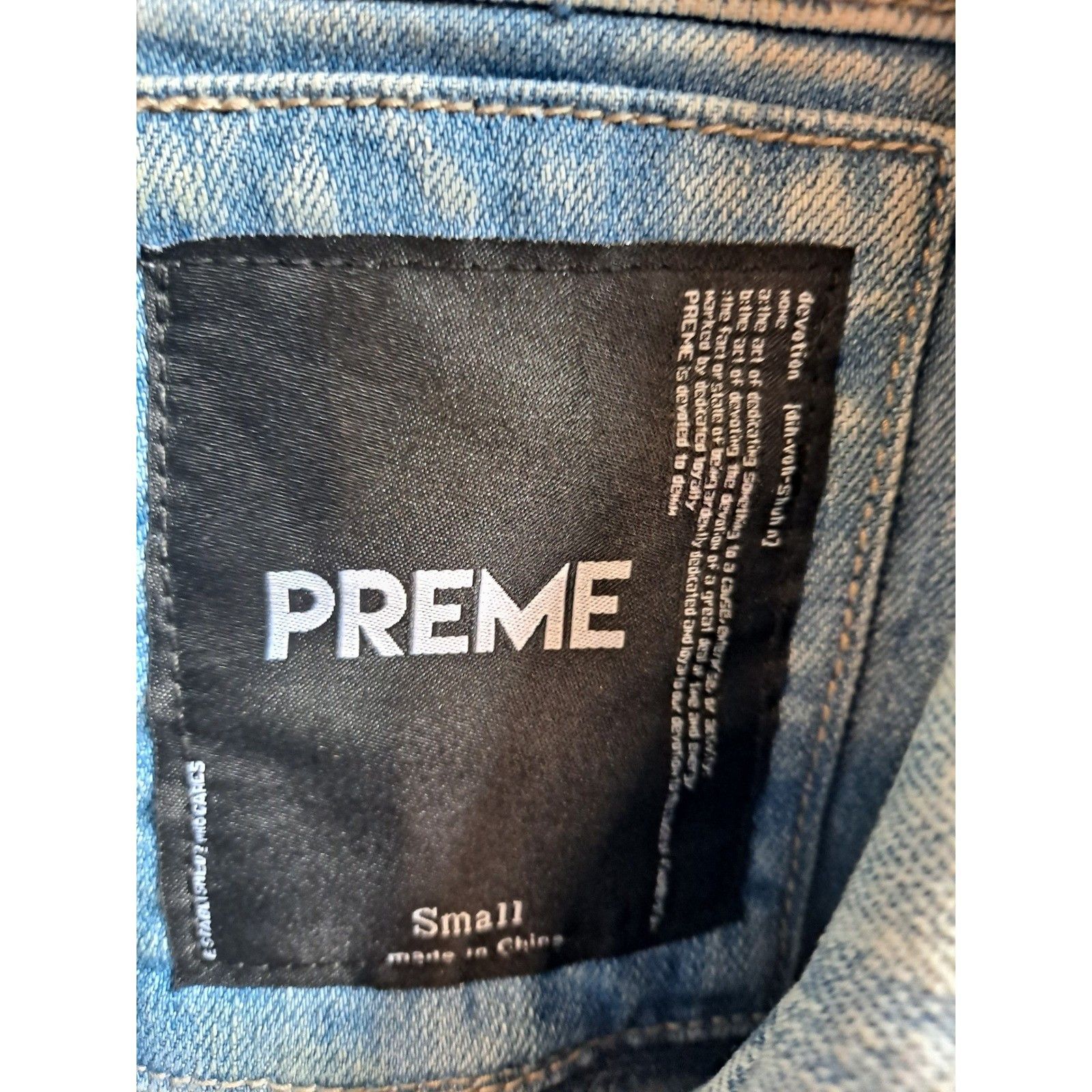 Other PREME Distressed Denim Trucker Jacket Rips Faded Blue Mens S Size US S / EU 44-46 / 1 - 4 Thumbnail
