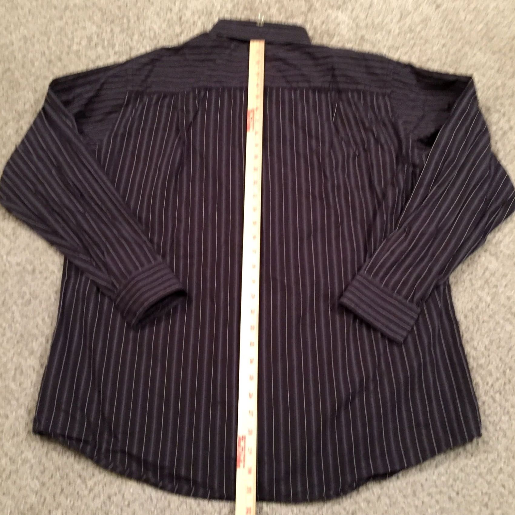 Calvin Klein Calvin Klein Shirt Mens Size 17 Gray Striped Long Sleeve Button Up Size US XL / EU 56 / 4 - 6 Thumbnail