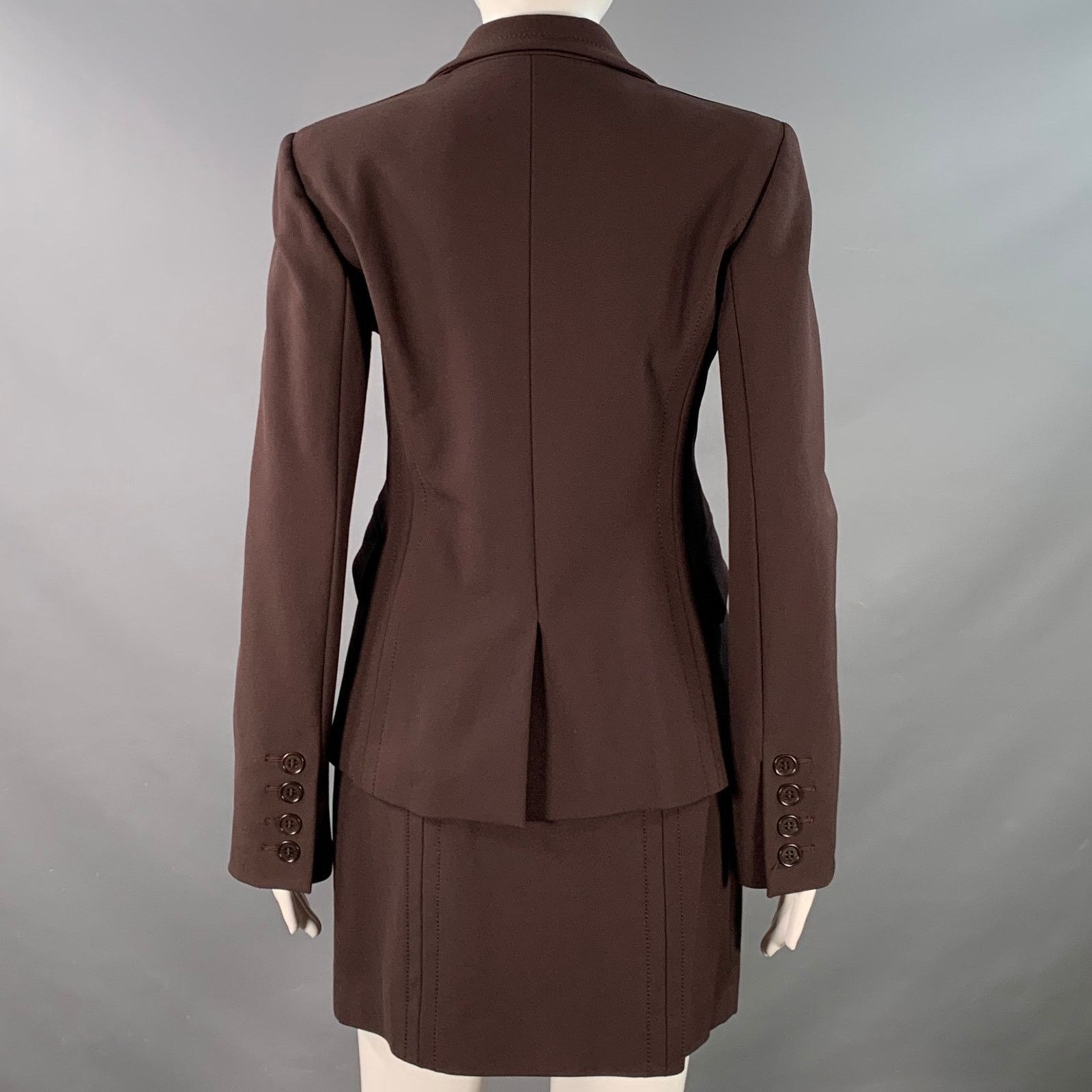 Other 6 Brown Rayon Blend Single Breasted Blazer Mini Skirt Set Size 28" / US 6 / IT 42 - 3 Thumbnail